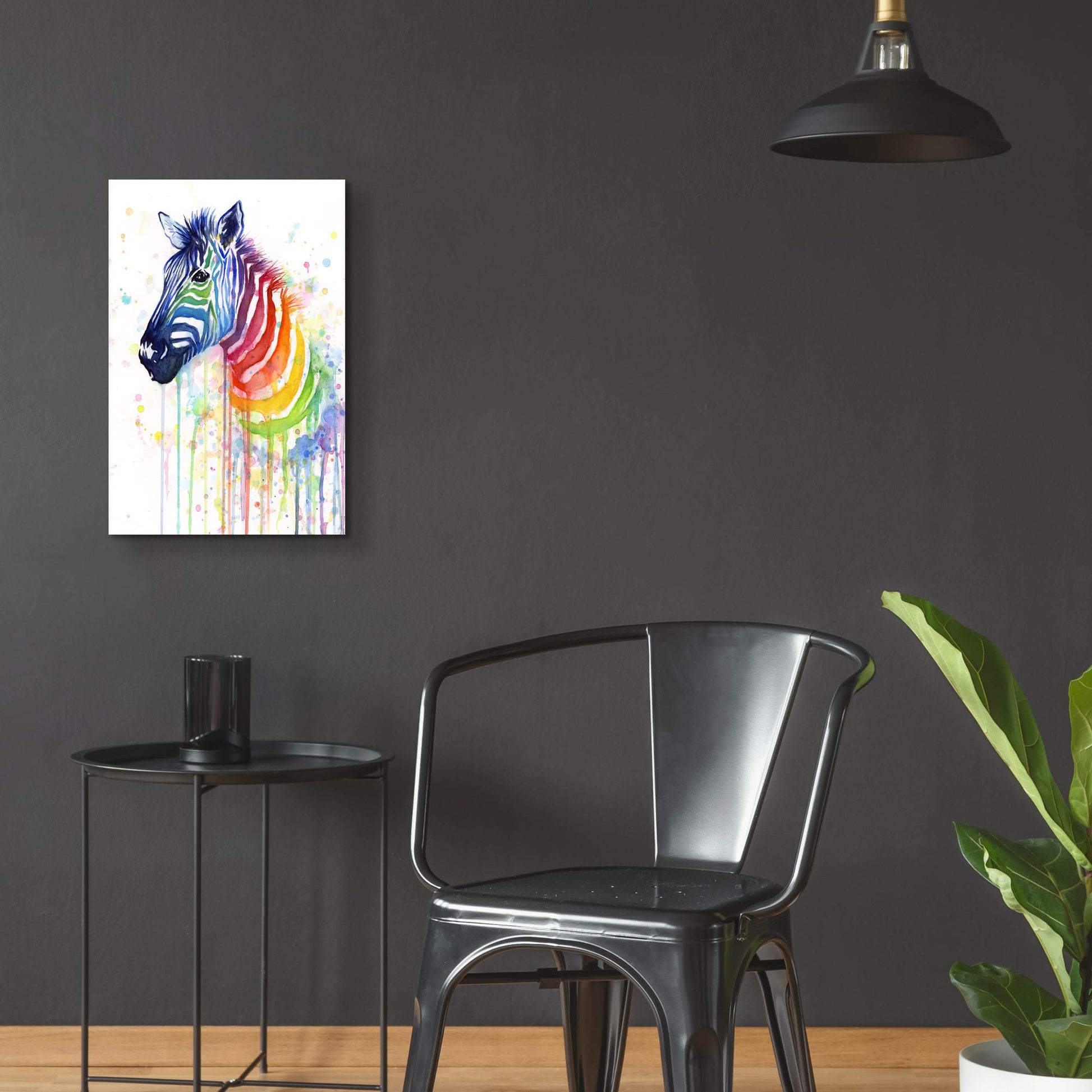 Epic Art ' Rainbow Zebra' by Olga Shvartsur, Acrylic Glass Wall Art,16x24