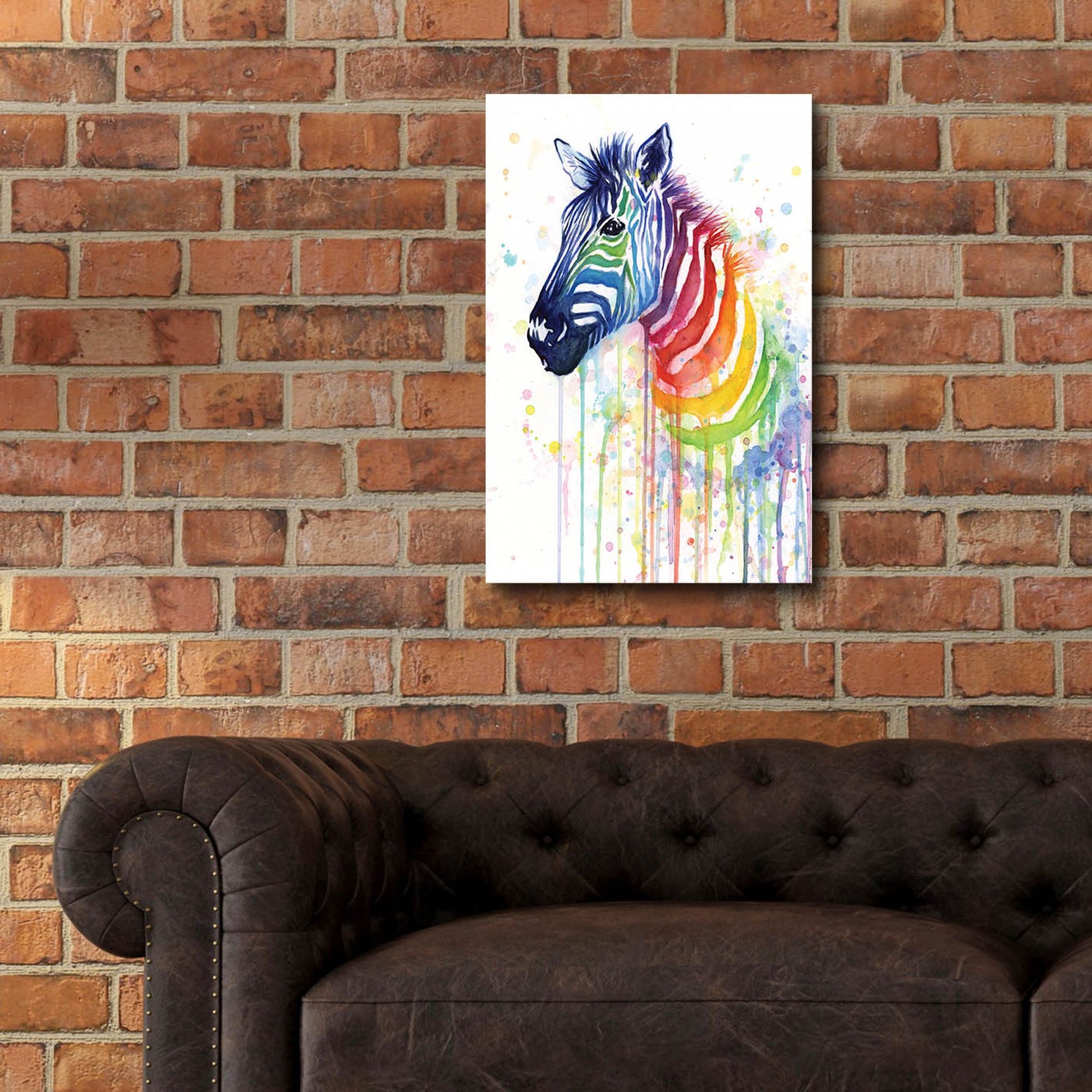 Epic Art ' Rainbow Zebra' by Olga Shvartsur, Acrylic Glass Wall Art,16x24