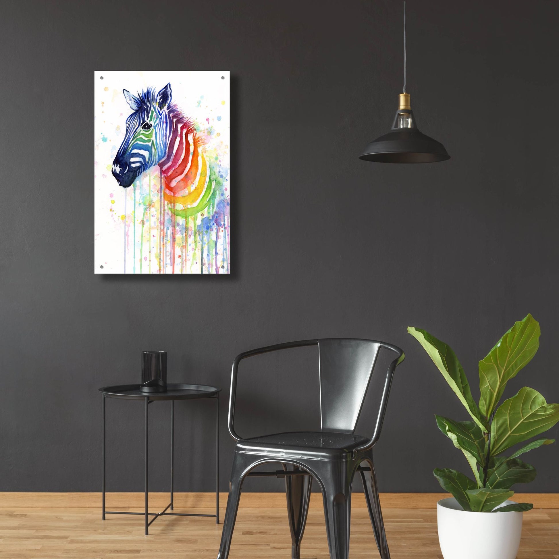 Epic Art ' Rainbow Zebra' by Olga Shvartsur, Acrylic Glass Wall Art,24x36