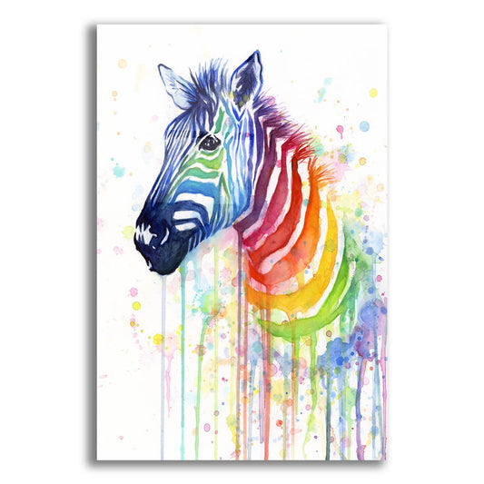 Epic Art ' Rainbow Zebra' by Olga Shvartsur, Acrylic Glass Wall Art