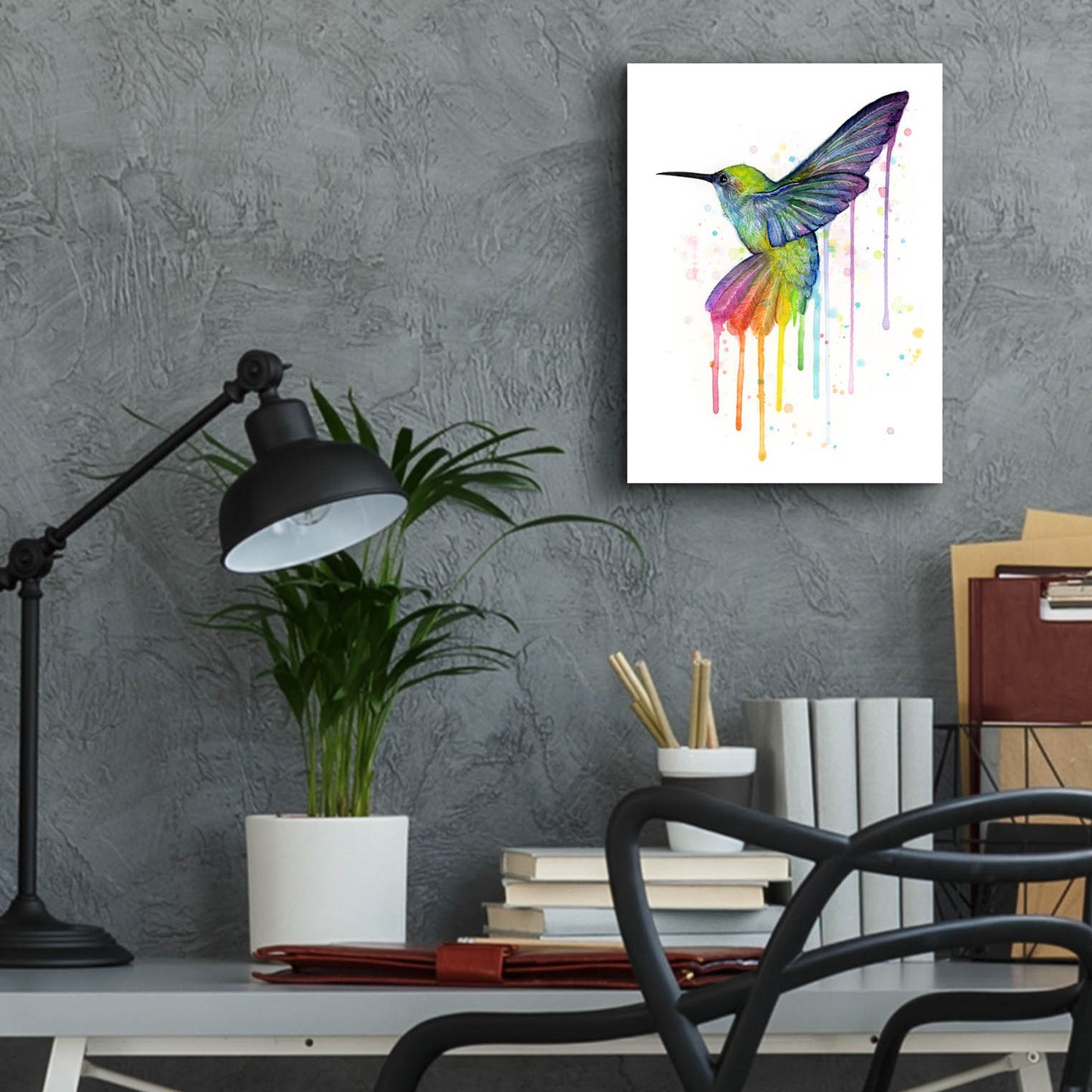 Epic Art ' Rainbow Hummingbird' by Olga Shvartsur, Acrylic Glass Wall Art,12x16