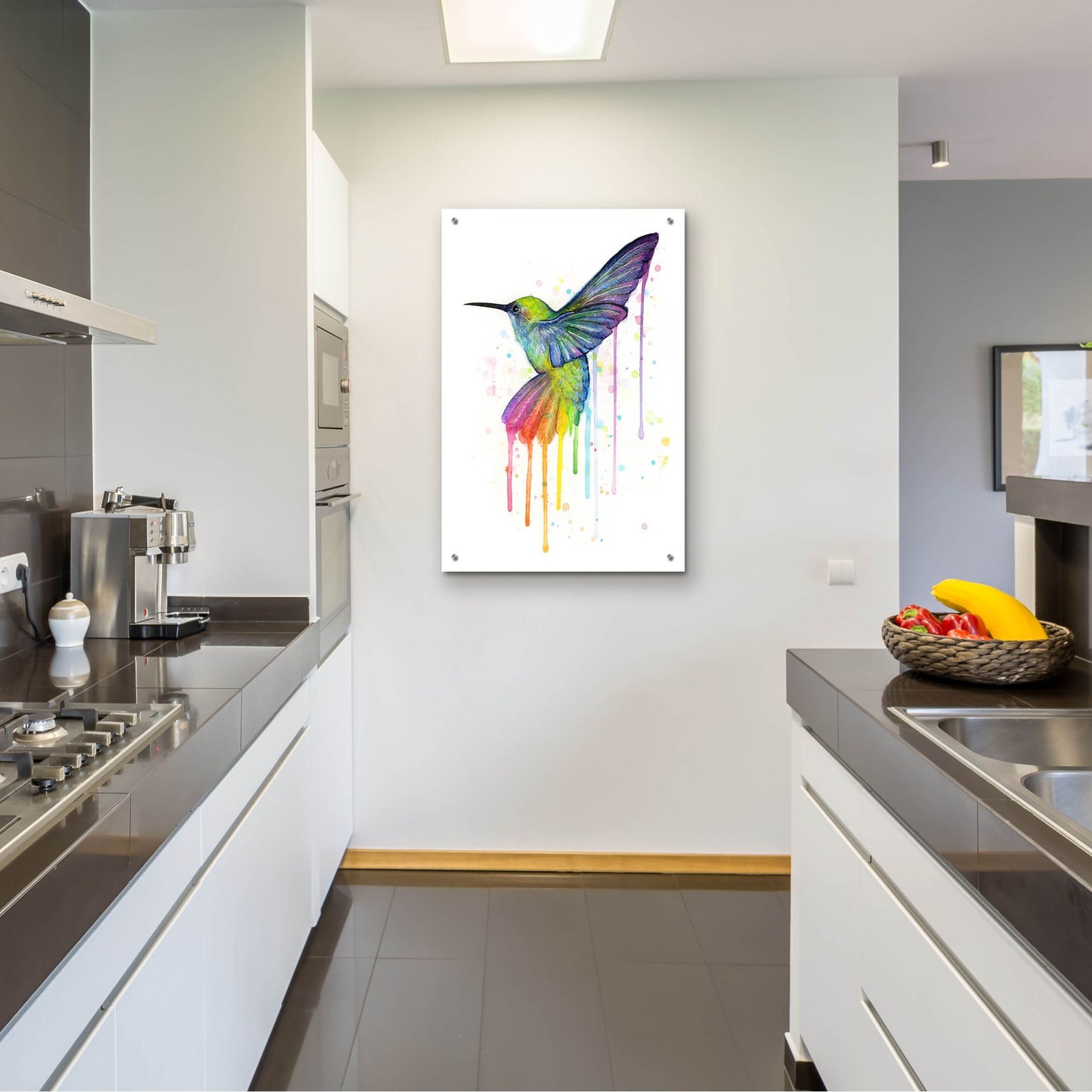 Epic Art ' Rainbow Hummingbird' by Olga Shvartsur, Acrylic Glass Wall Art,24x36