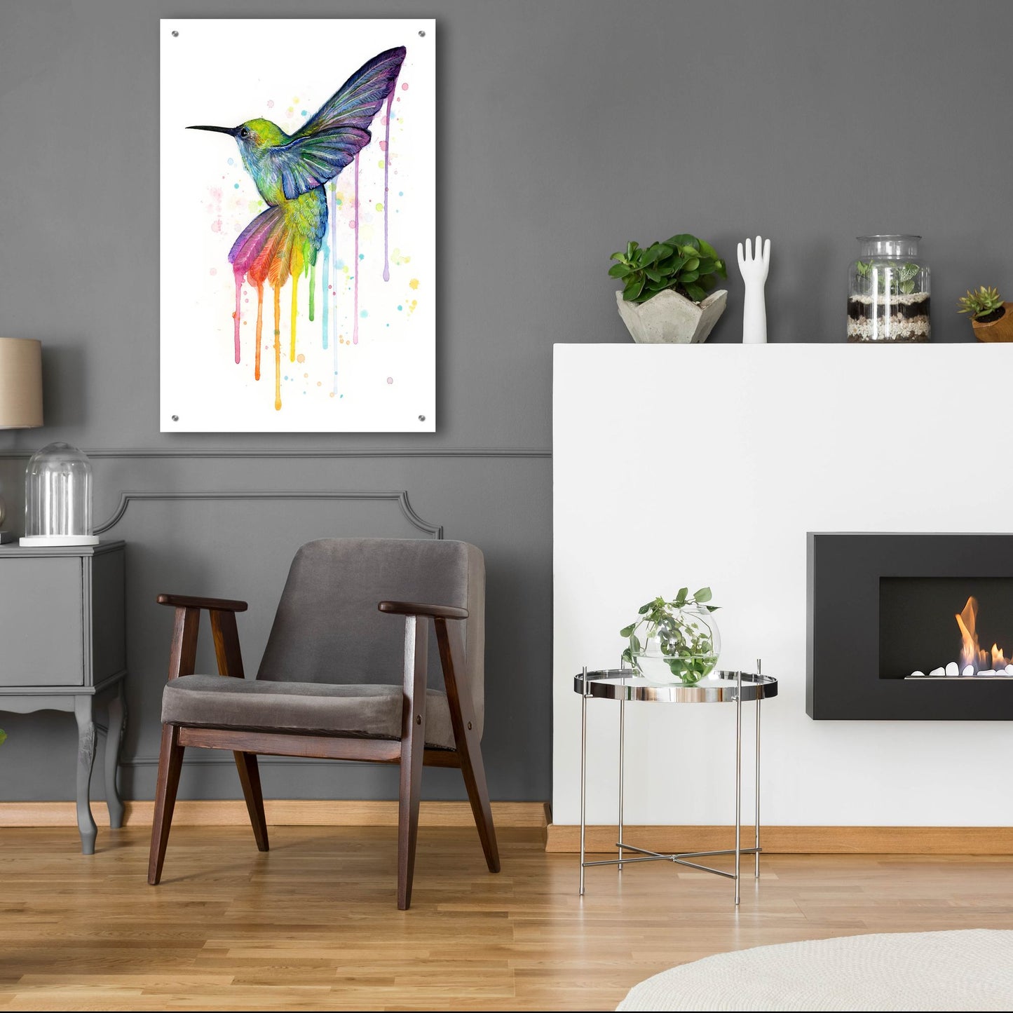 Epic Art ' Rainbow Hummingbird' by Olga Shvartsur, Acrylic Glass Wall Art,24x36