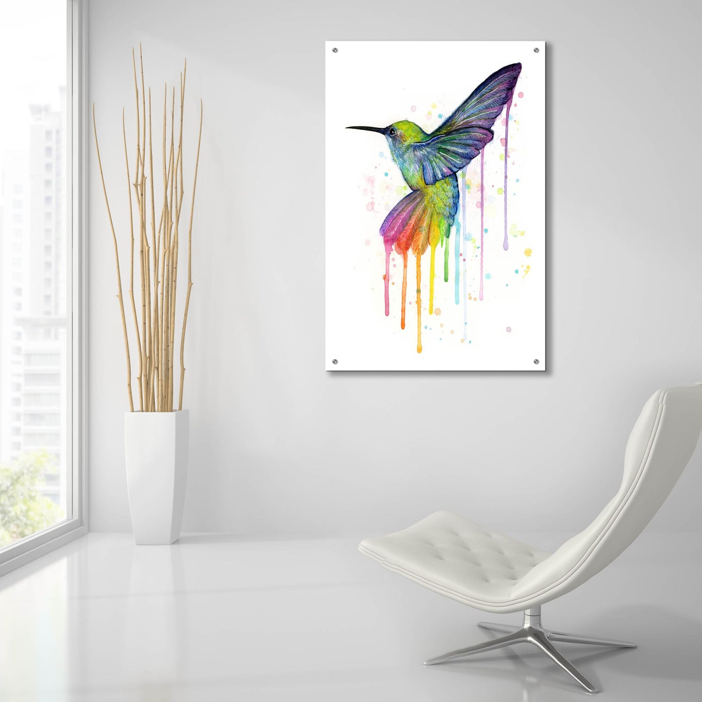 Epic Art ' Rainbow Hummingbird' by Olga Shvartsur, Acrylic Glass Wall Art,24x36