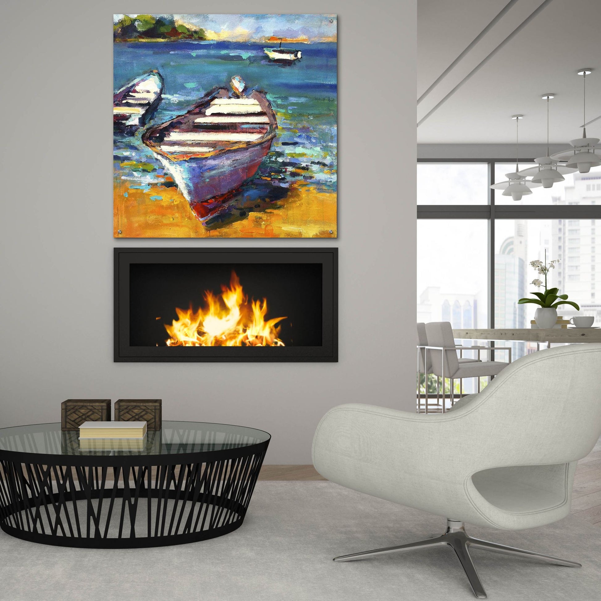 Epic Art ' Boat' by Page Pearson Railsback, Acrylic Glass Wall Art,36x36