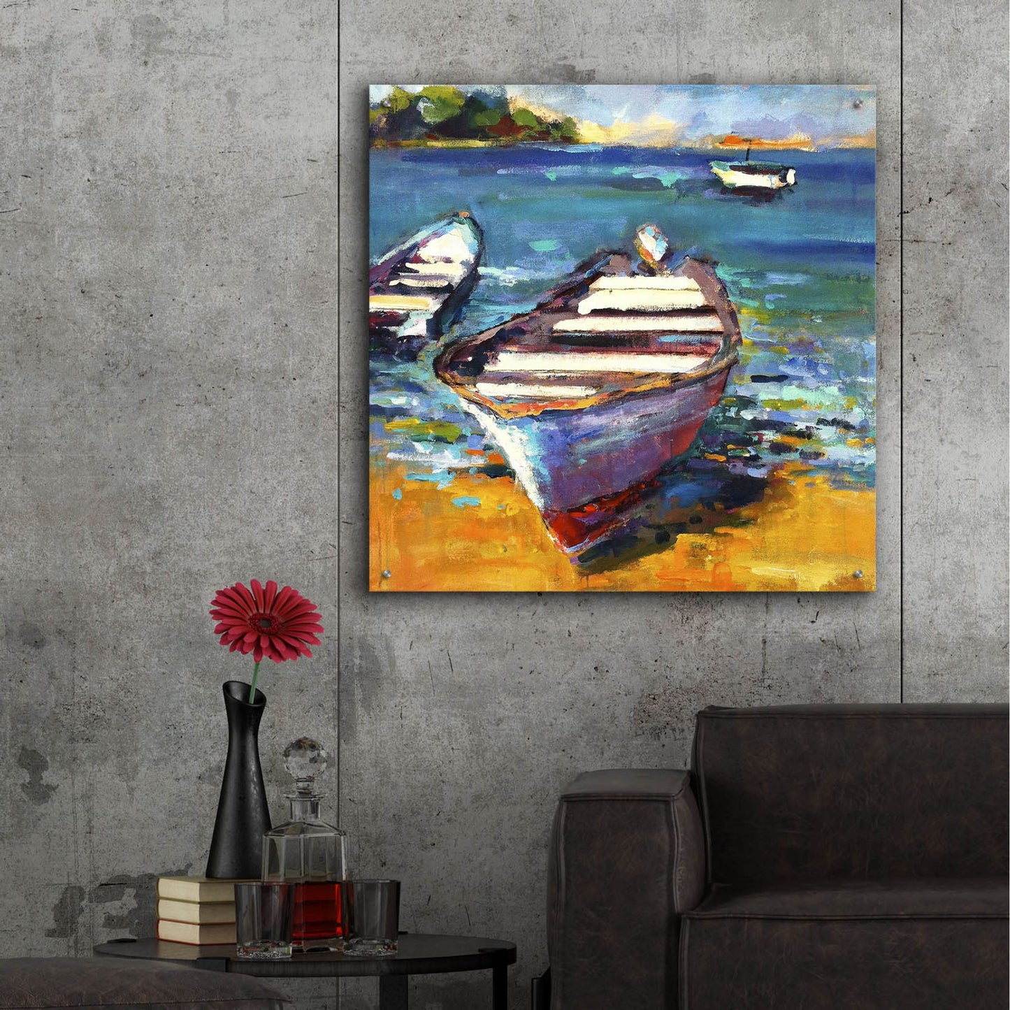 Epic Art ' Boat' by Page Pearson Railsback, Acrylic Glass Wall Art,36x36