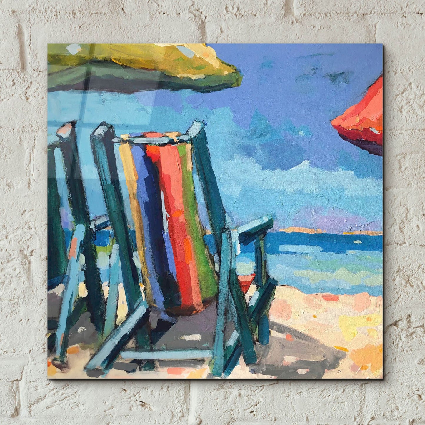 Epic Art ' Beach Time' by Page Pearson Railsback, Acrylic Glass Wall Art,12x12