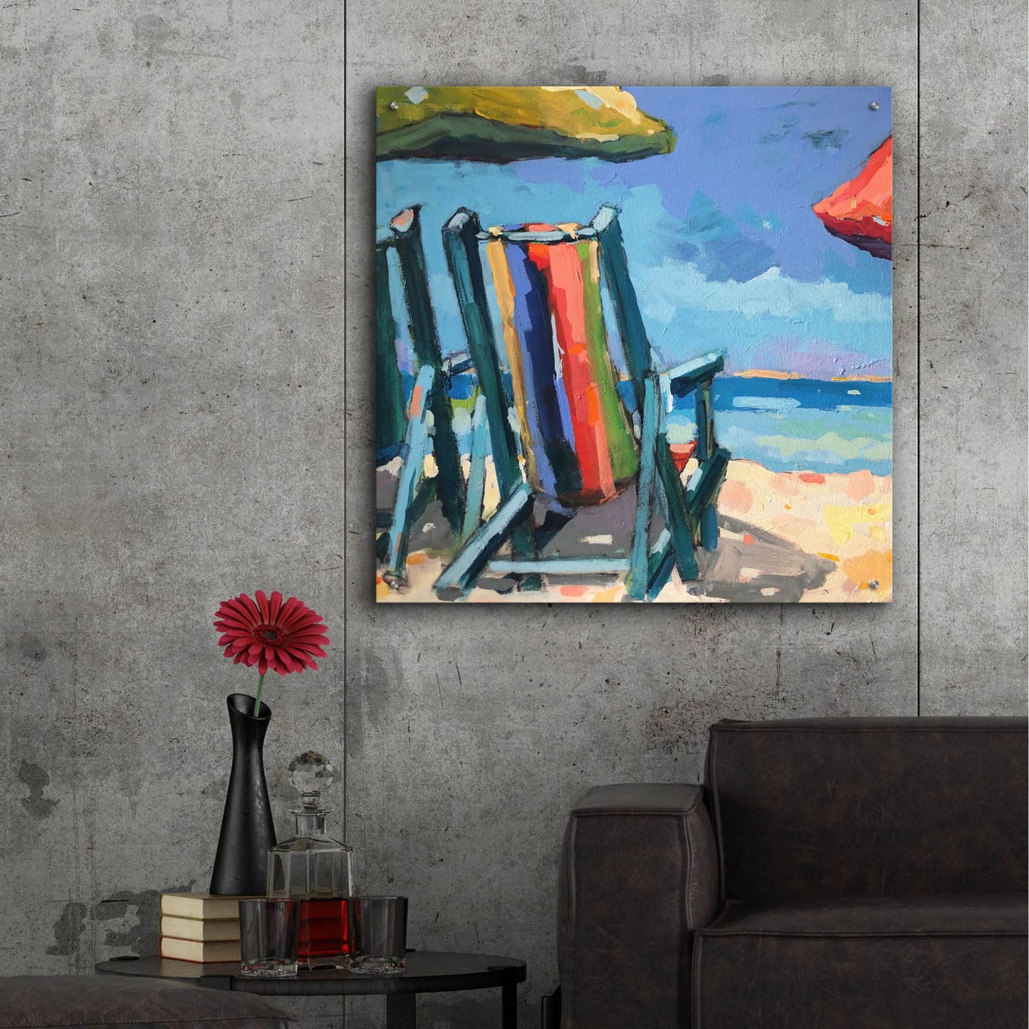 Epic Art ' Beach Time' by Page Pearson Railsback, Acrylic Glass Wall Art,36x36