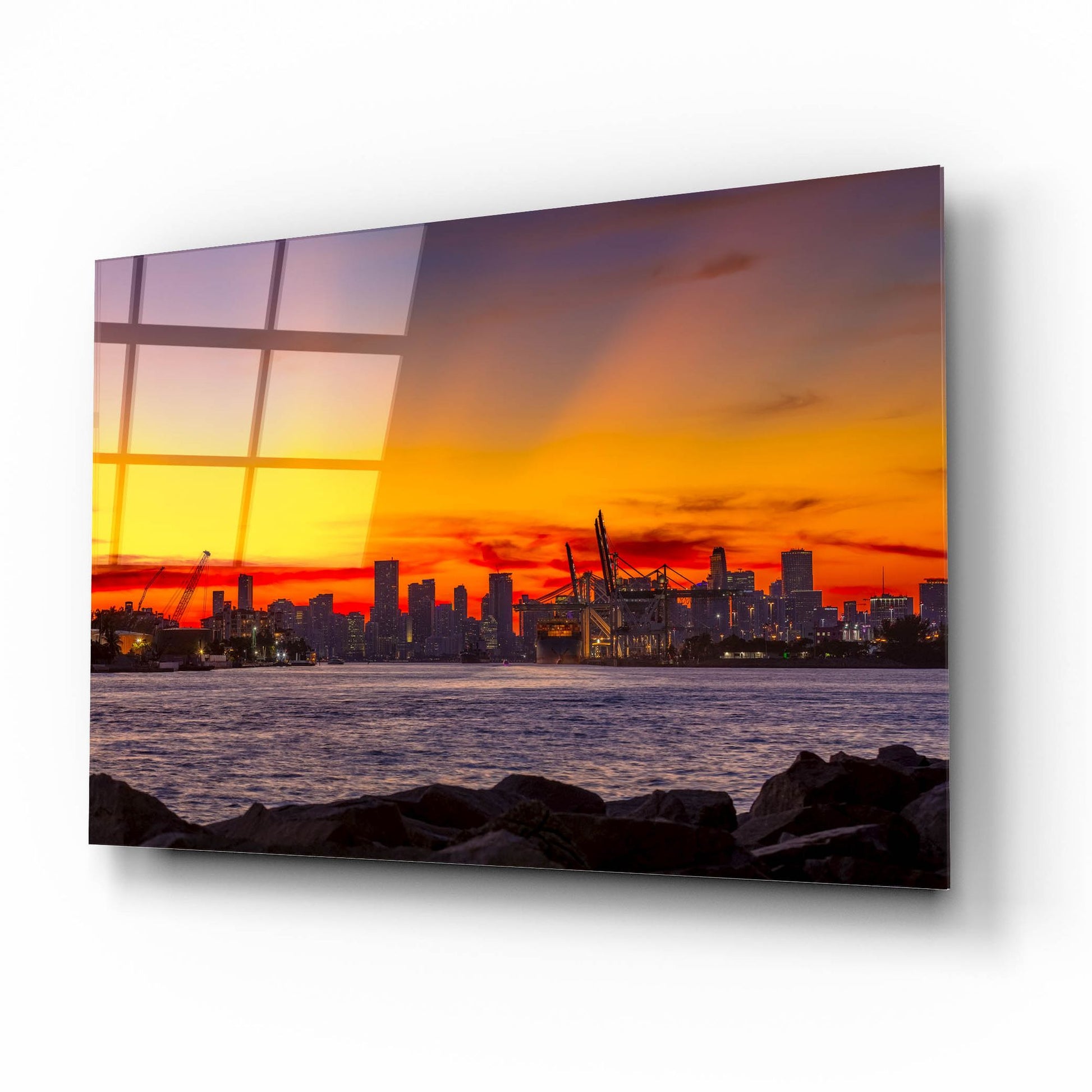 Epic Art 'Port Of Miami - Last Light' by Epic Portfolio, Acrylic Glass Wall Art,16x12