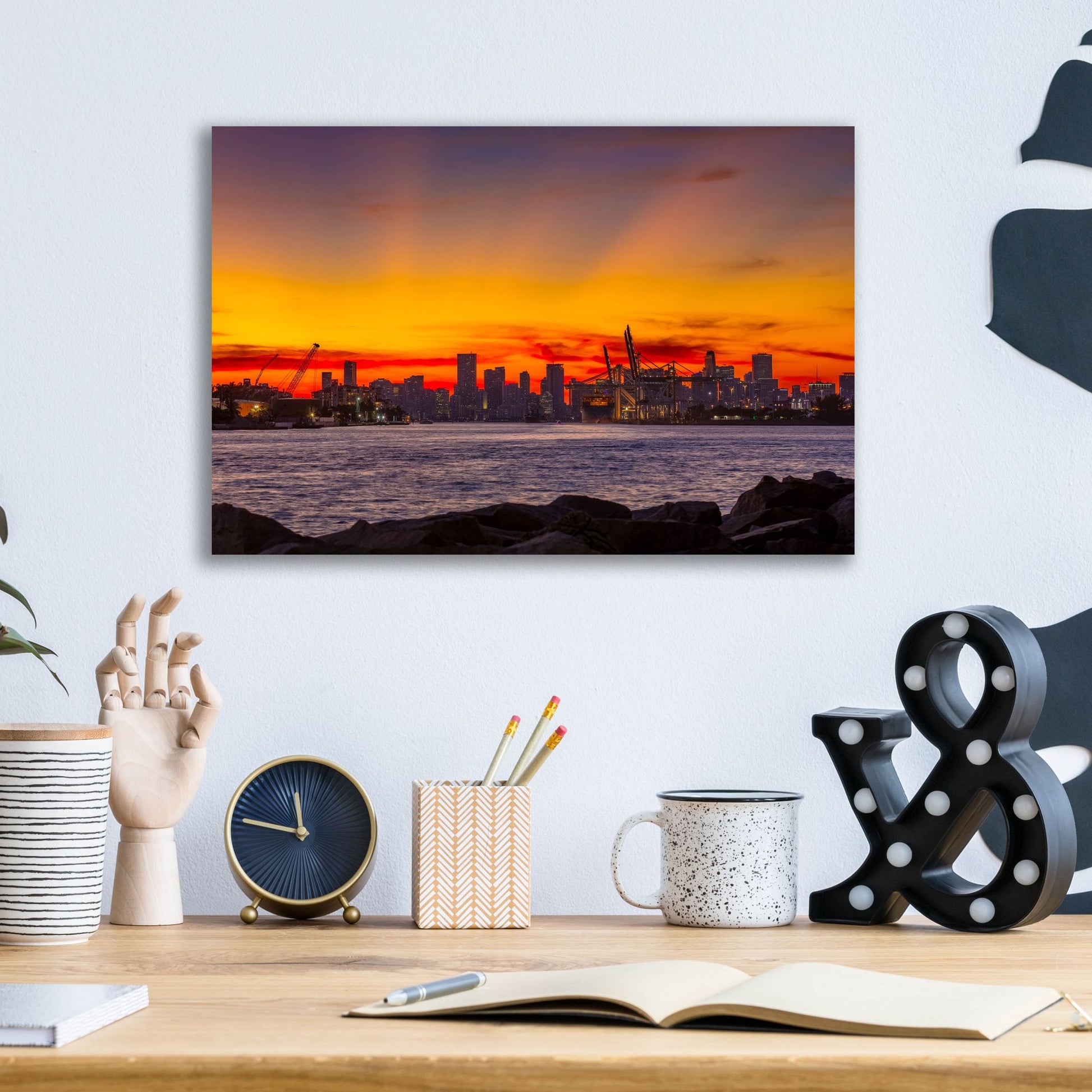 Epic Art 'Port Of Miami - Last Light' by Epic Portfolio, Acrylic Glass Wall Art,16x12