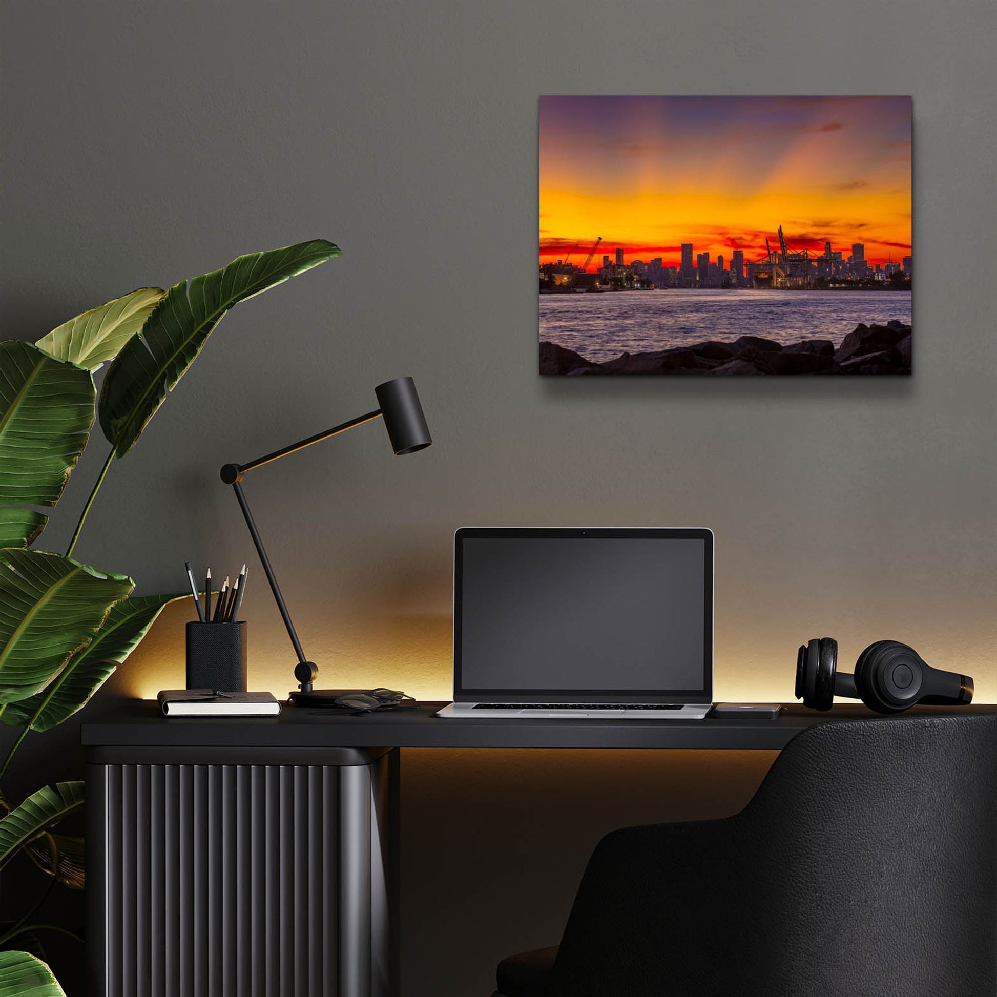 Epic Art 'Port Of Miami - Last Light' by Epic Portfolio, Acrylic Glass Wall Art,16x12