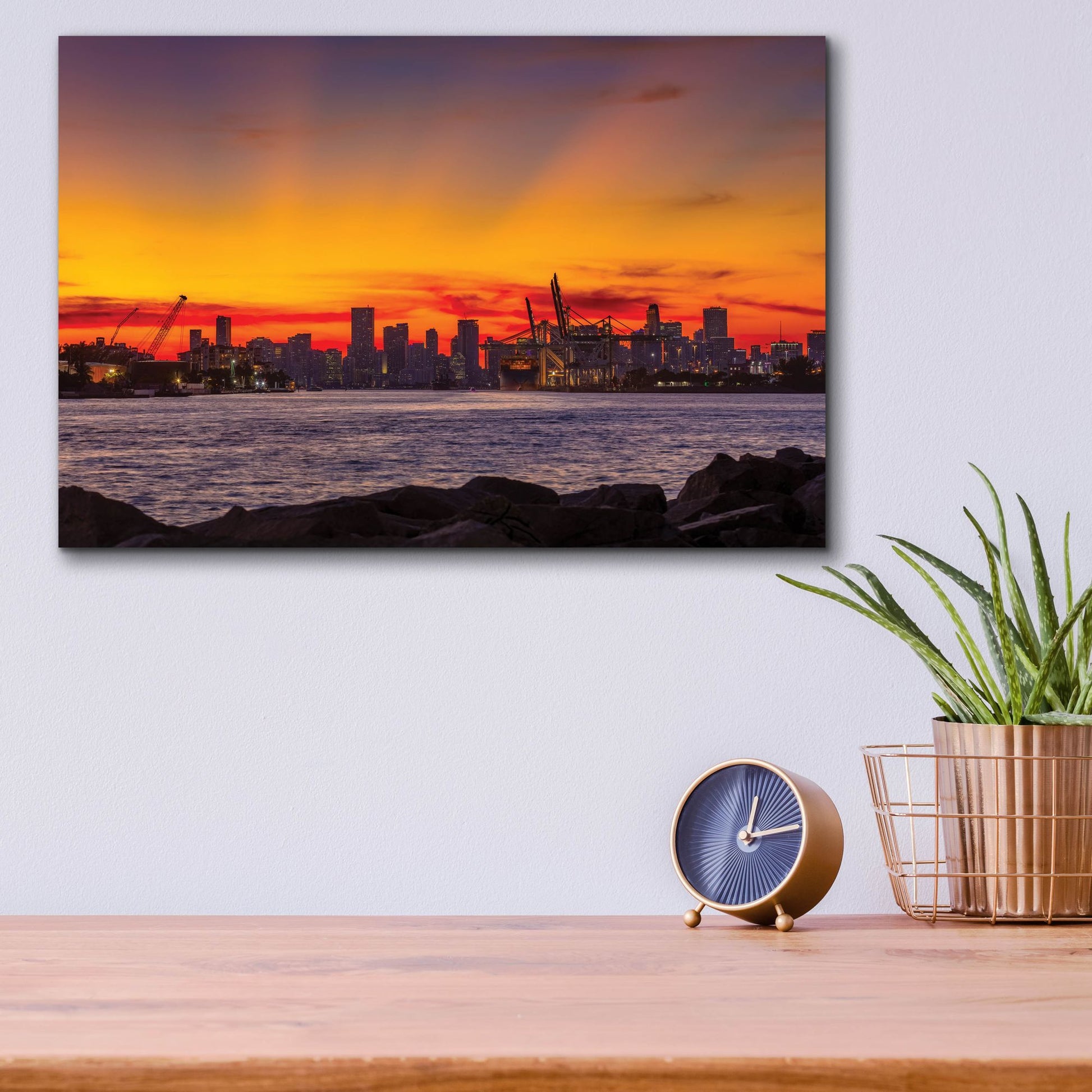 Epic Art 'Port Of Miami - Last Light' by Epic Portfolio, Acrylic Glass Wall Art,16x12