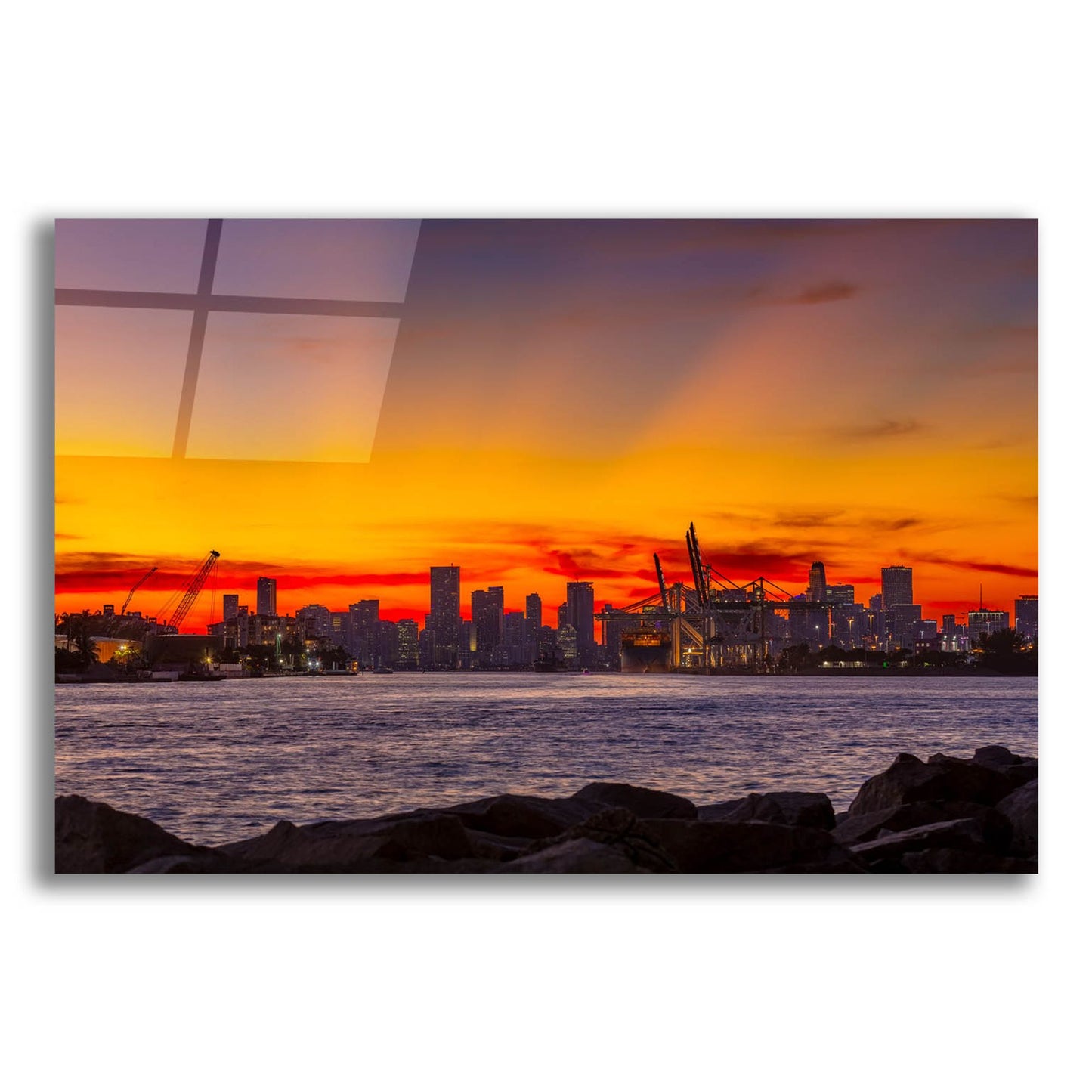 Epic Art 'Port Of Miami - Last Light' by Epic Portfolio, Acrylic Glass Wall Art,16x12