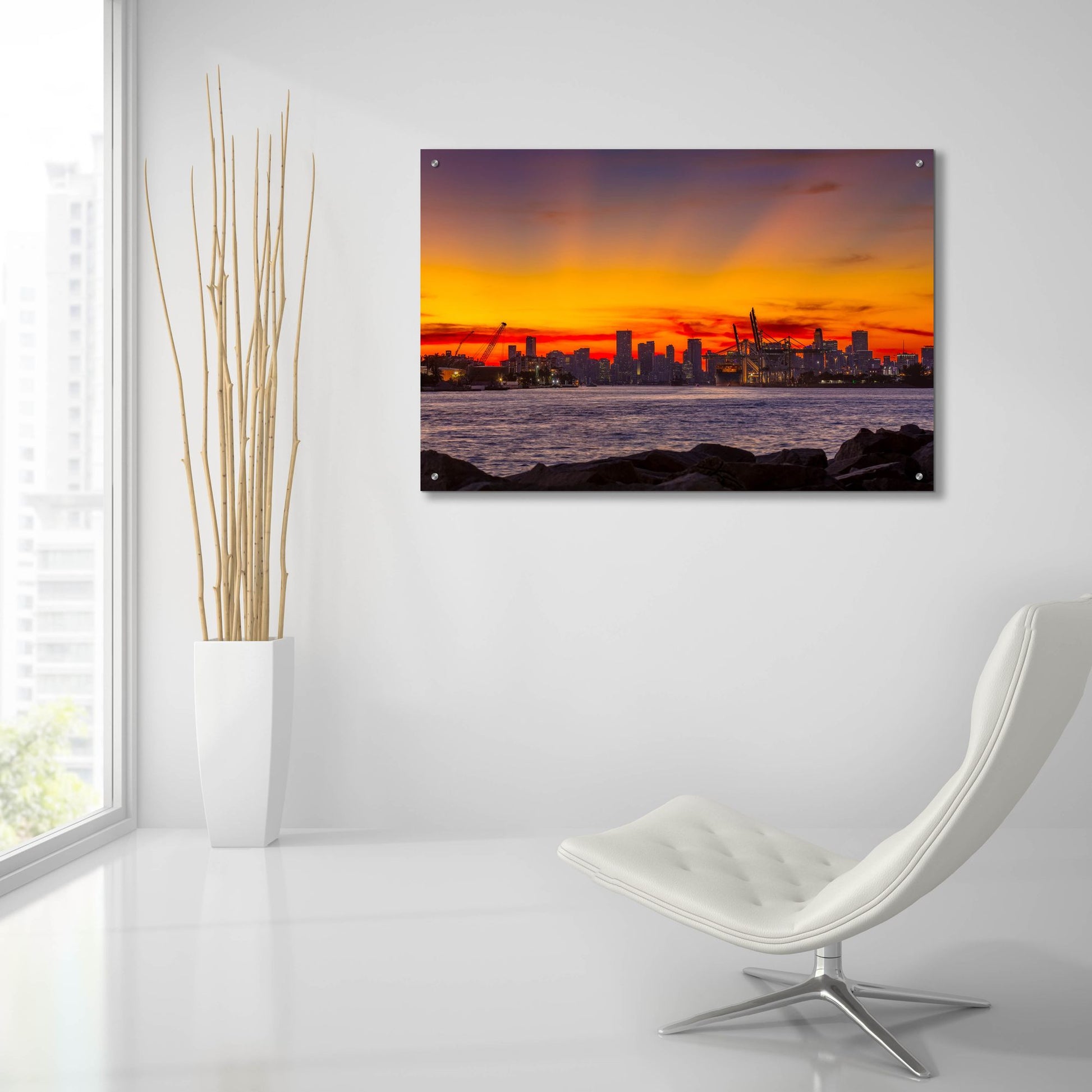 Epic Art 'Port Of Miami - Last Light' by Epic Portfolio, Acrylic Glass Wall Art,36x24