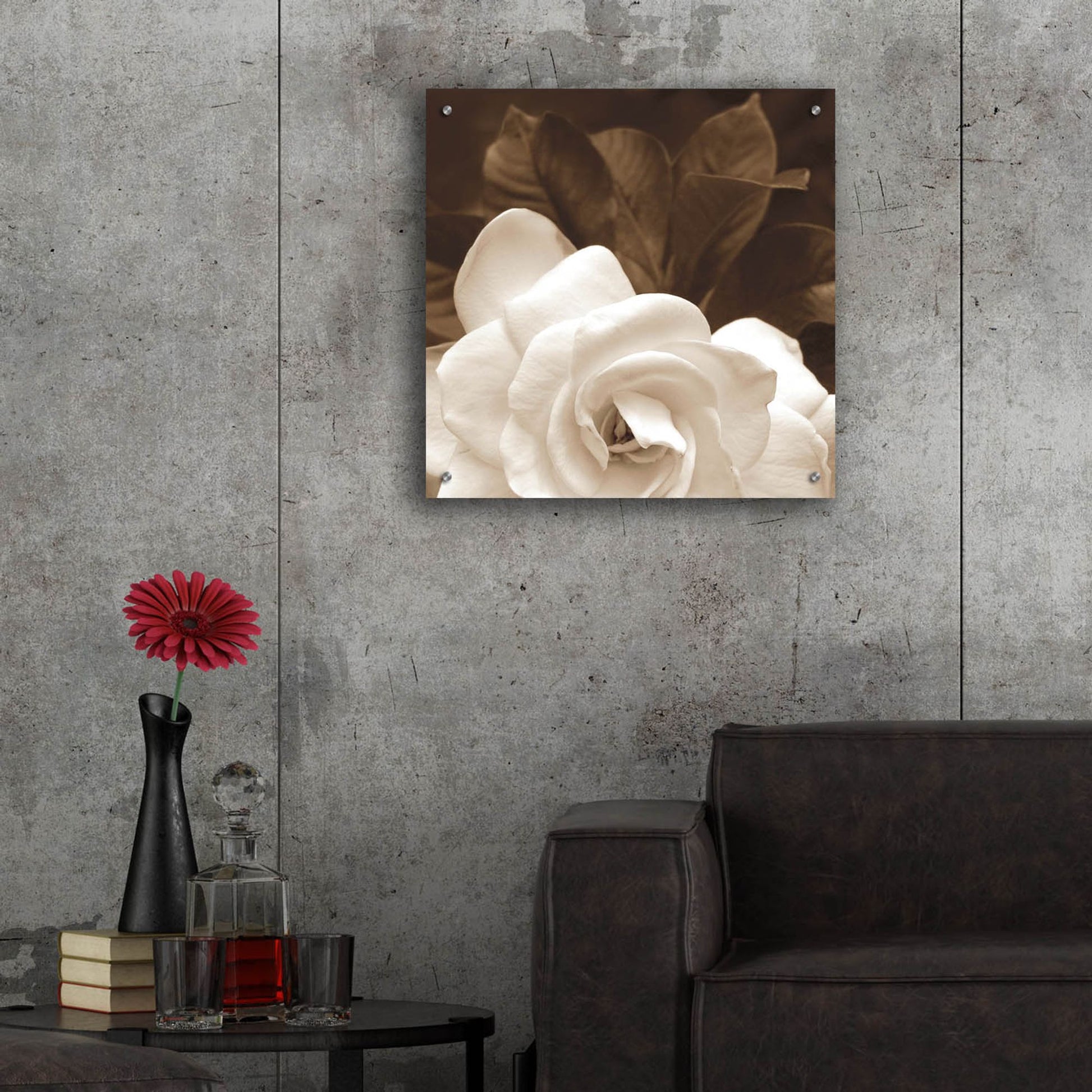 Epic Art ' Gardenia Garden' by Rebecca Swanson, Acrylic Glass Wall Art,24x24