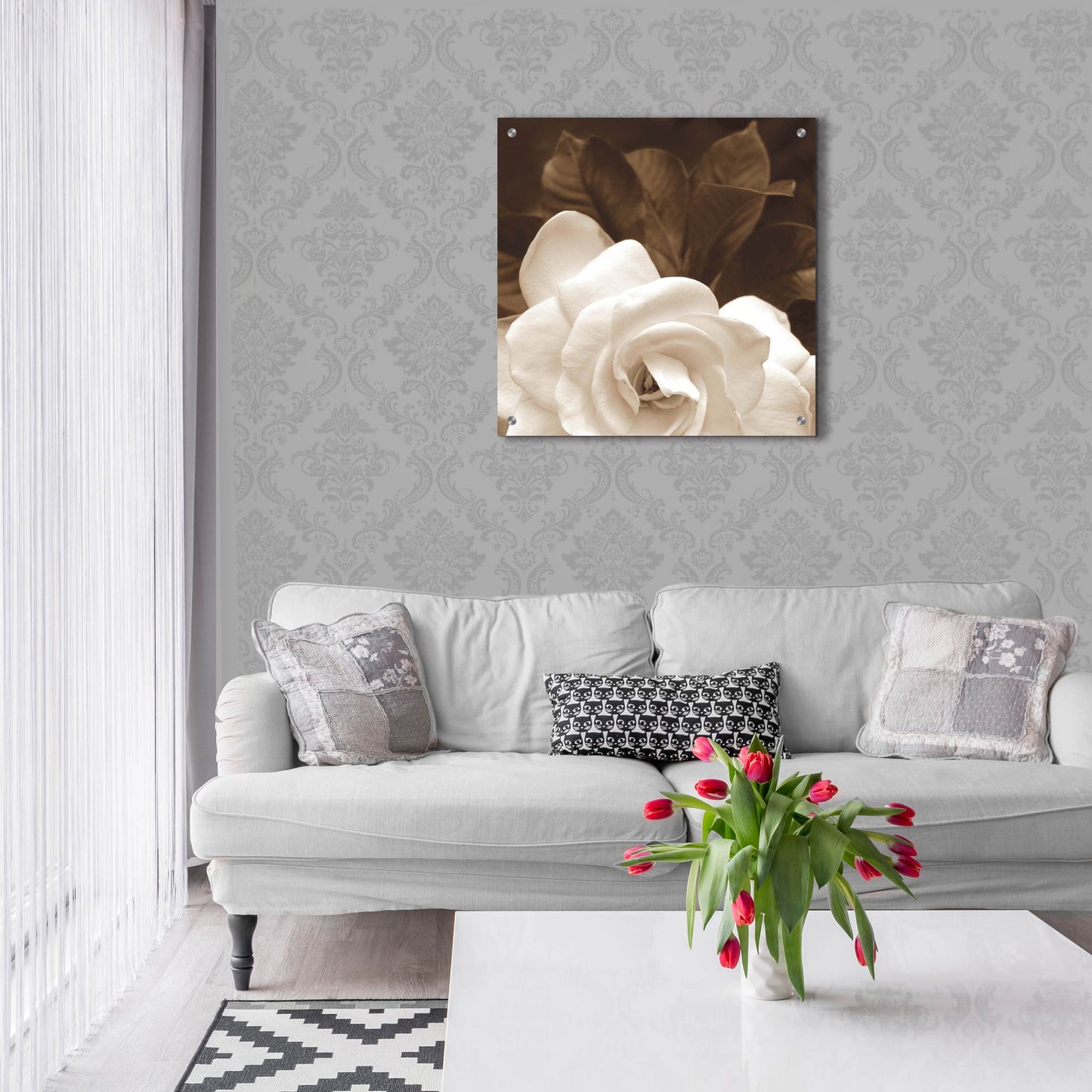 Epic Art ' Gardenia Garden' by Rebecca Swanson, Acrylic Glass Wall Art,24x24