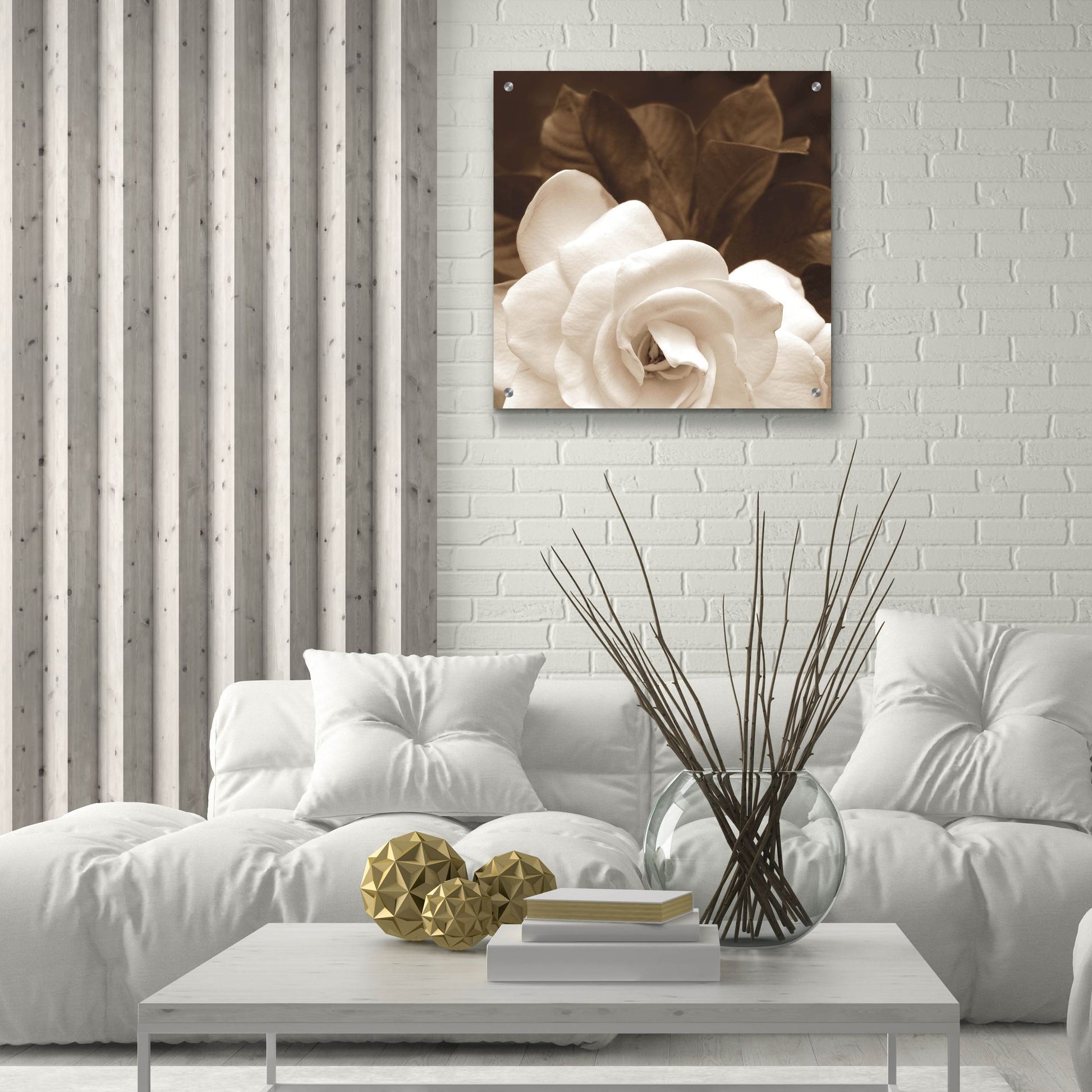 Epic Art ' Gardenia Garden' by Rebecca Swanson, Acrylic Glass Wall Art,24x24