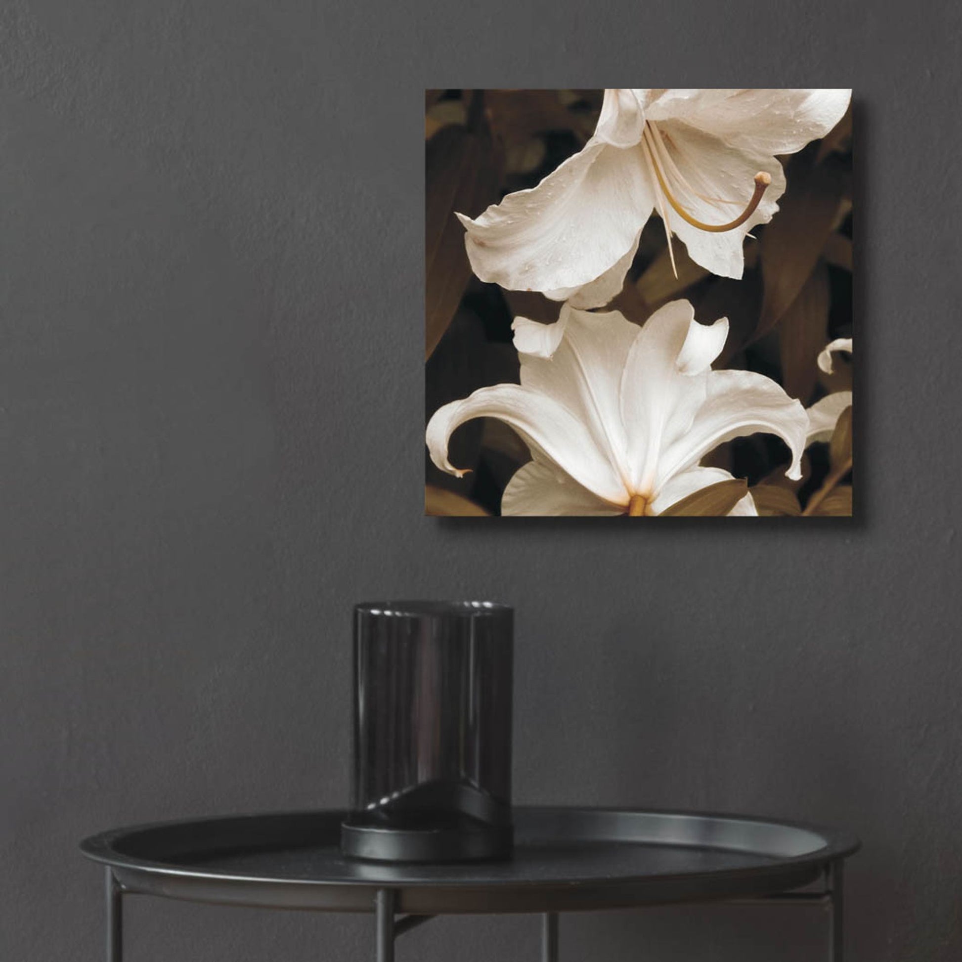 Epic Art ' White Lilies' by Rebecca Swanson, Acrylic Glass Wall Art,12x12