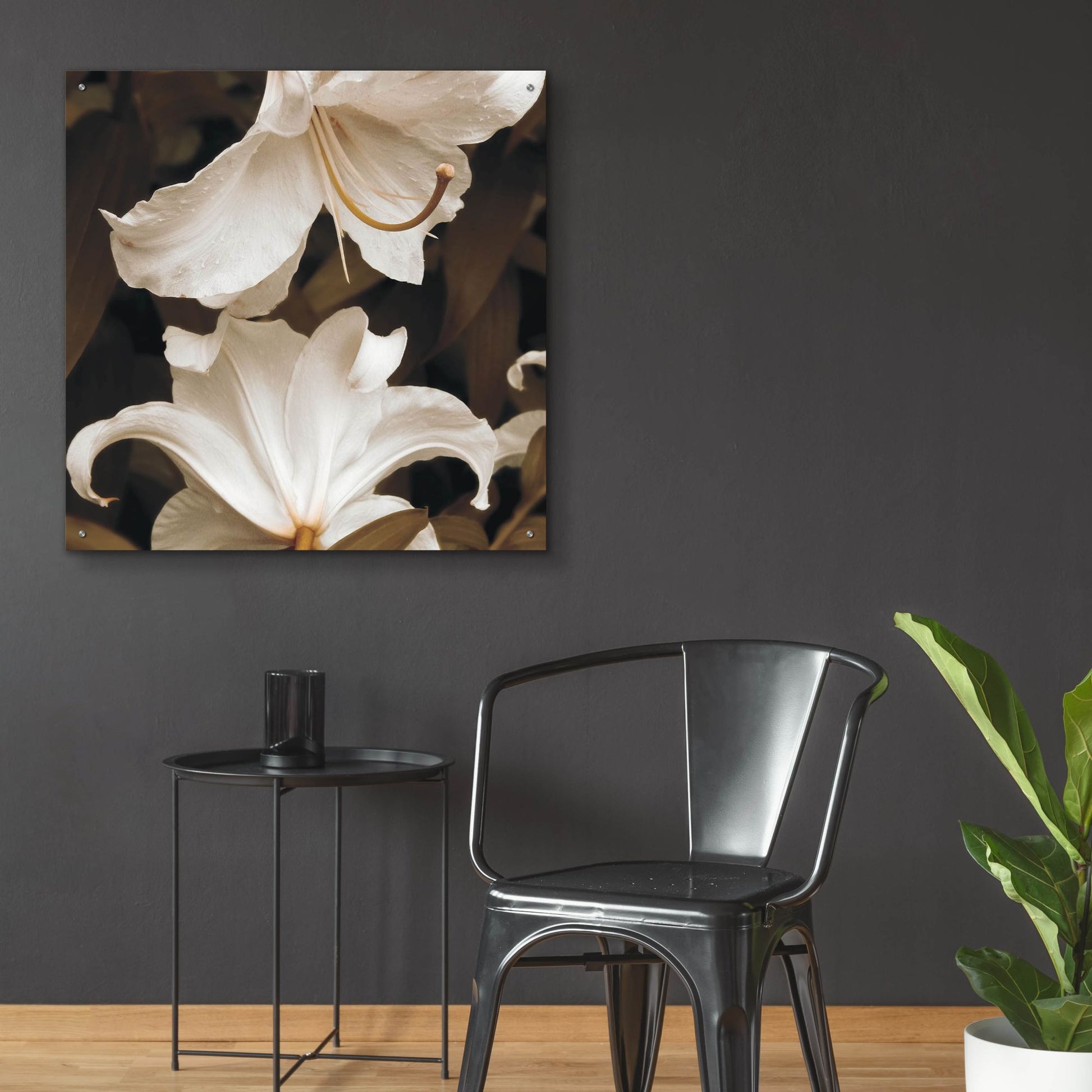 Epic Art ' White Lilies' by Rebecca Swanson, Acrylic Glass Wall Art,36x36