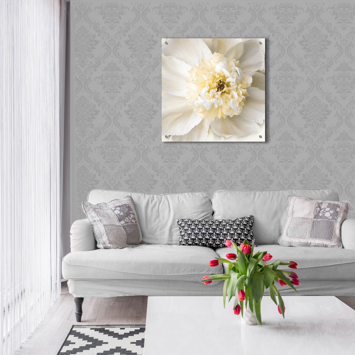 Epic Art ' Peony Praise' by Rebecca Swanson, Acrylic Glass Wall Art,24x24