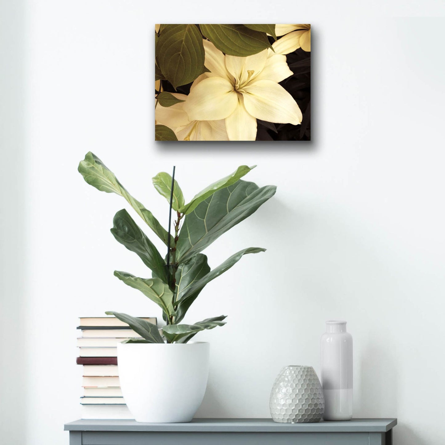 Epic Art ' Lily and Leaves' by Rebecca Swanson, Acrylic Glass Wall Art,16x12