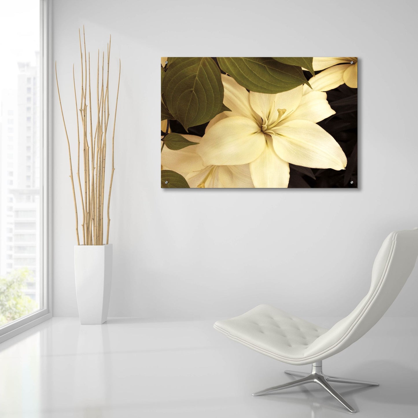 Epic Art ' Lily and Leaves' by Rebecca Swanson, Acrylic Glass Wall Art,36x24