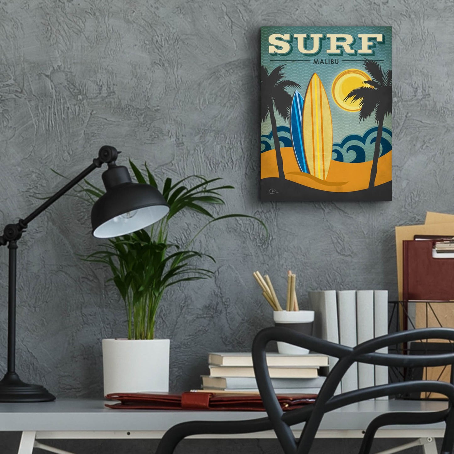 Epic Art ' Surf Malibu' by Renee Pulve, Acrylic Glass Wall Art,12x16