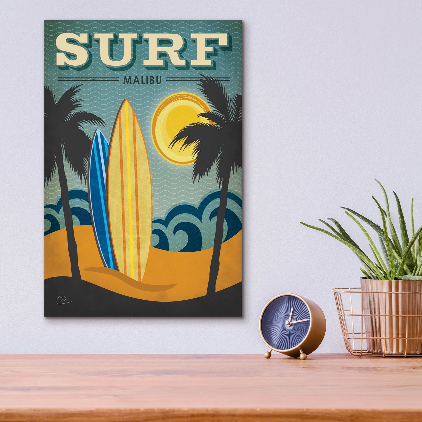 Epic Art ' Surf Malibu' by Renee Pulve, Acrylic Glass Wall Art,12x16