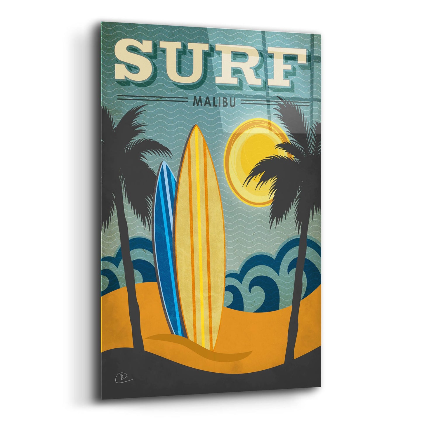 Epic Art ' Surf Malibu' by Renee Pulve, Acrylic Glass Wall Art,16x24