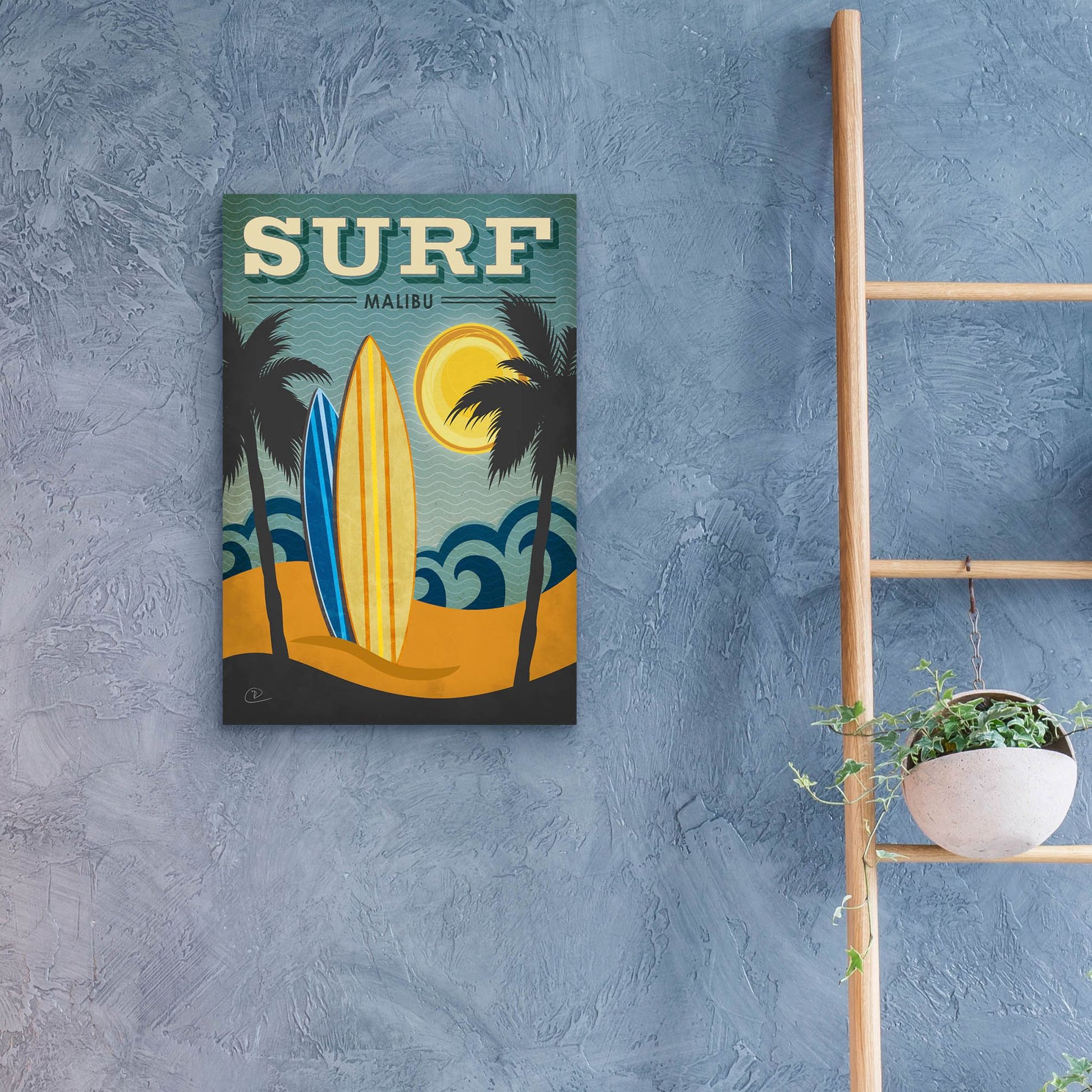 Epic Art ' Surf Malibu' by Renee Pulve, Acrylic Glass Wall Art,16x24