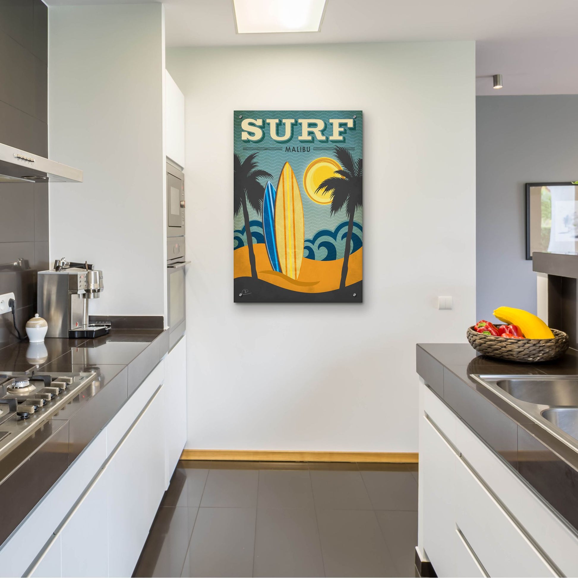 Epic Art ' Surf Malibu' by Renee Pulve, Acrylic Glass Wall Art,24x36