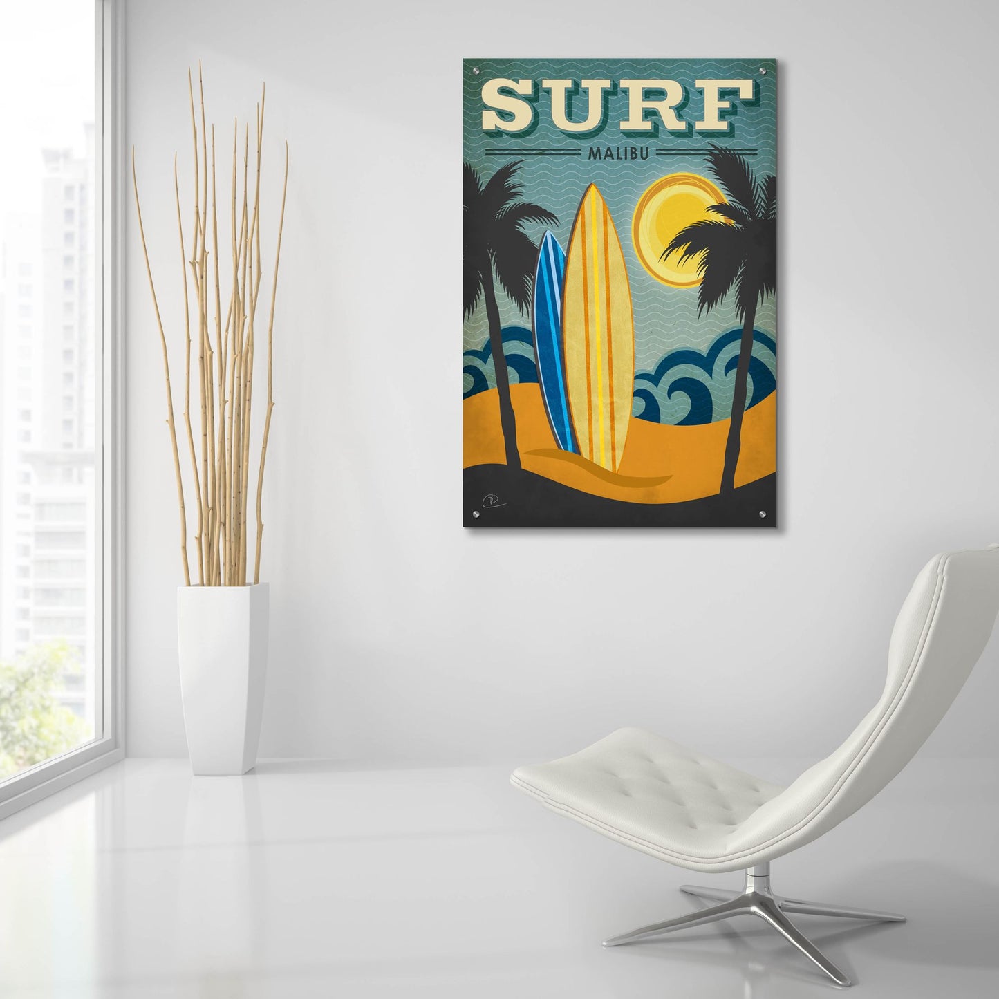 Epic Art ' Surf Malibu' by Renee Pulve, Acrylic Glass Wall Art,24x36