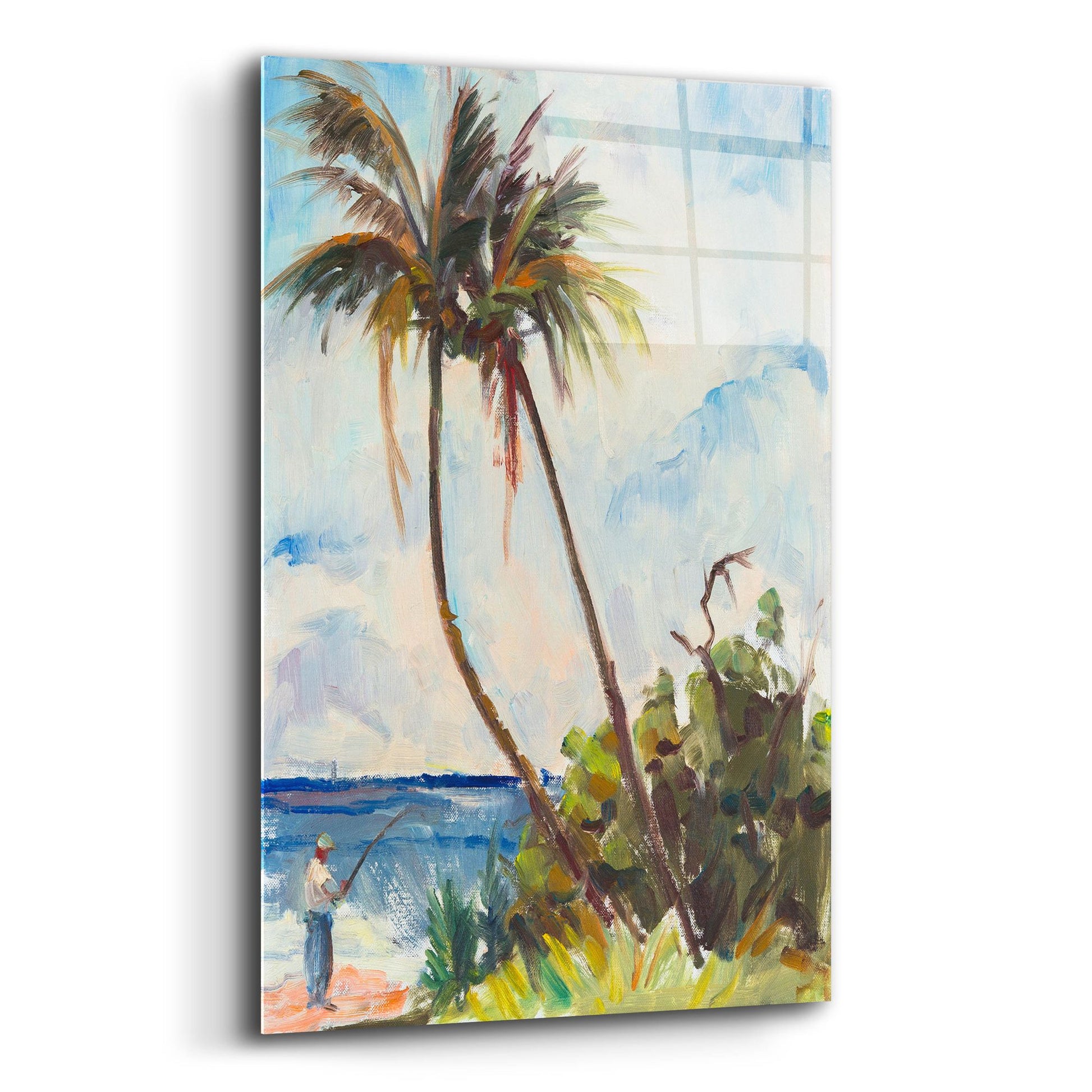 Epic Art ' Fishing under Palms' by Richard A. Rodgers, Acrylic Glass Wall Art,12x16