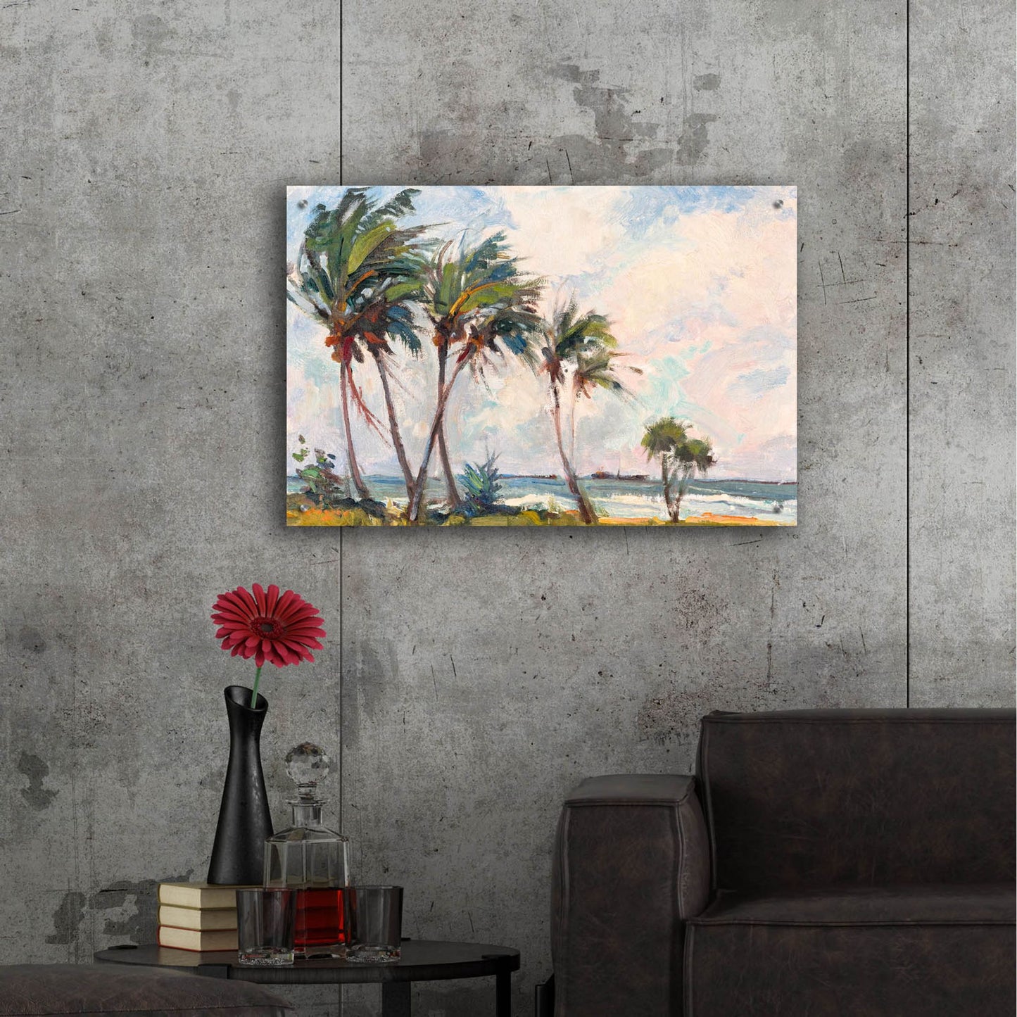 Epic Art ' Six Palms' by Richard A. Rodgers, Acrylic Glass Wall Art,36x24