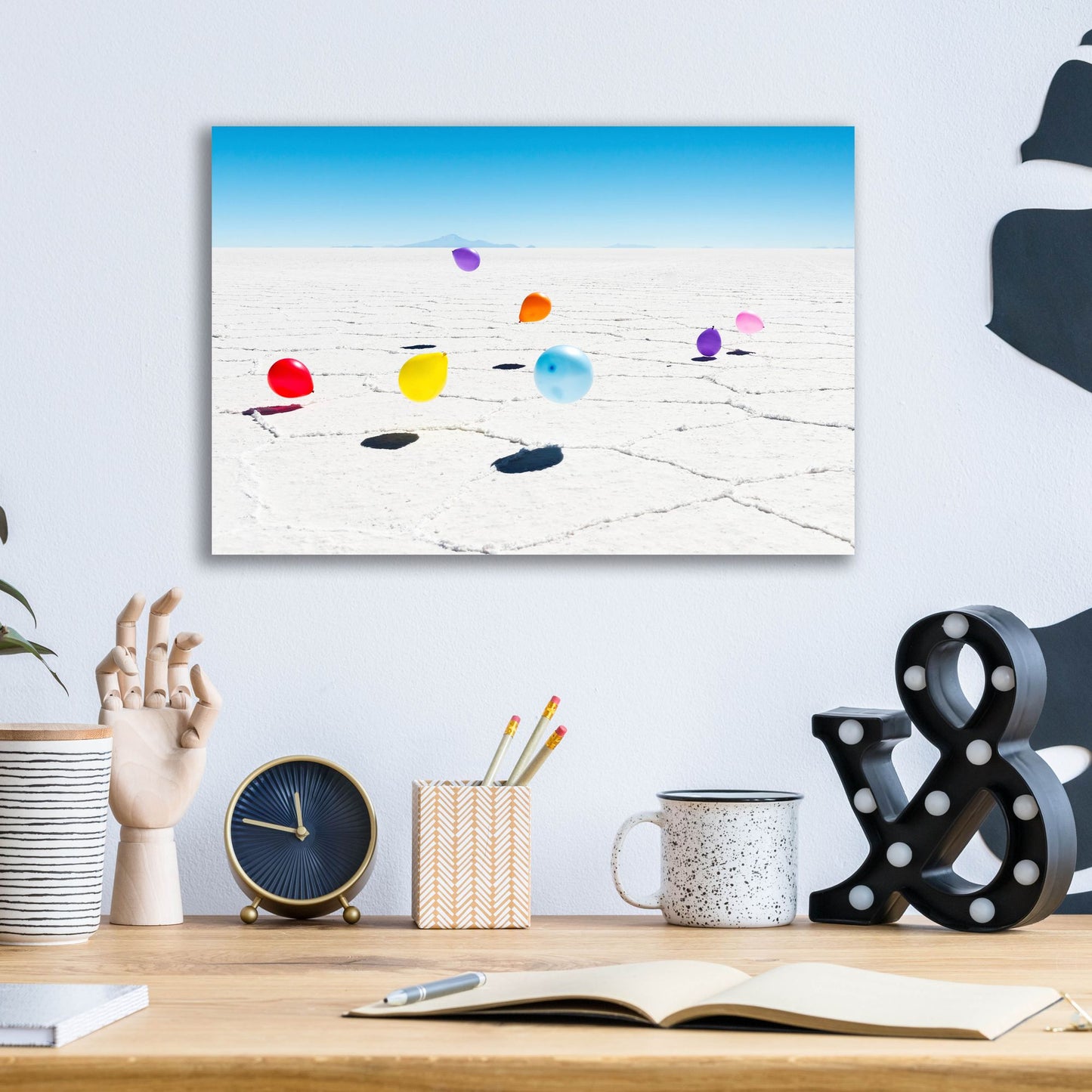 Epic Art ' Balloons Three, Salar de Uyuni, Bolivia' by Richard Silver, Acrylic Glass Wall Art,16x12