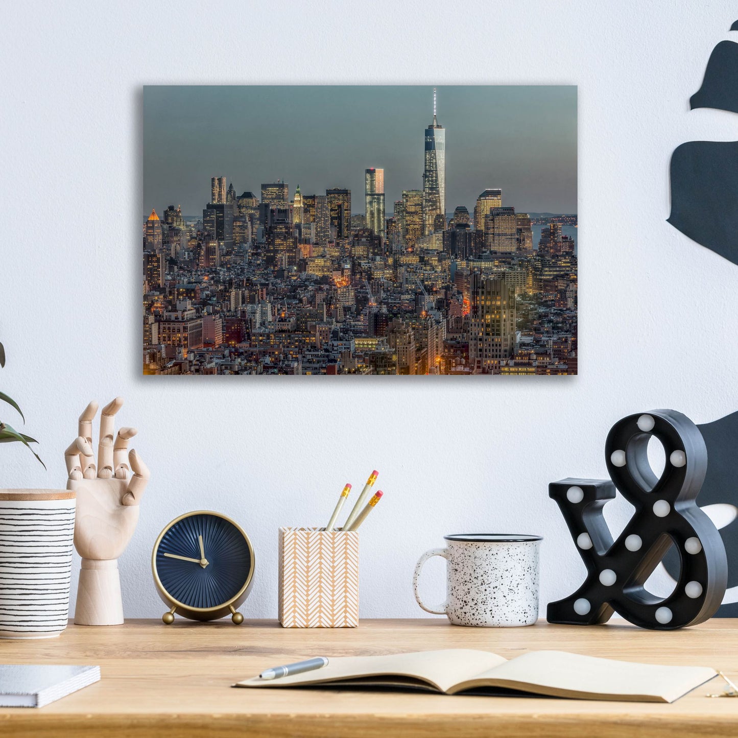 Epic Art ' Downtown Skyline 12' by Richard Silver, Acrylic Glass Wall Art,16x12