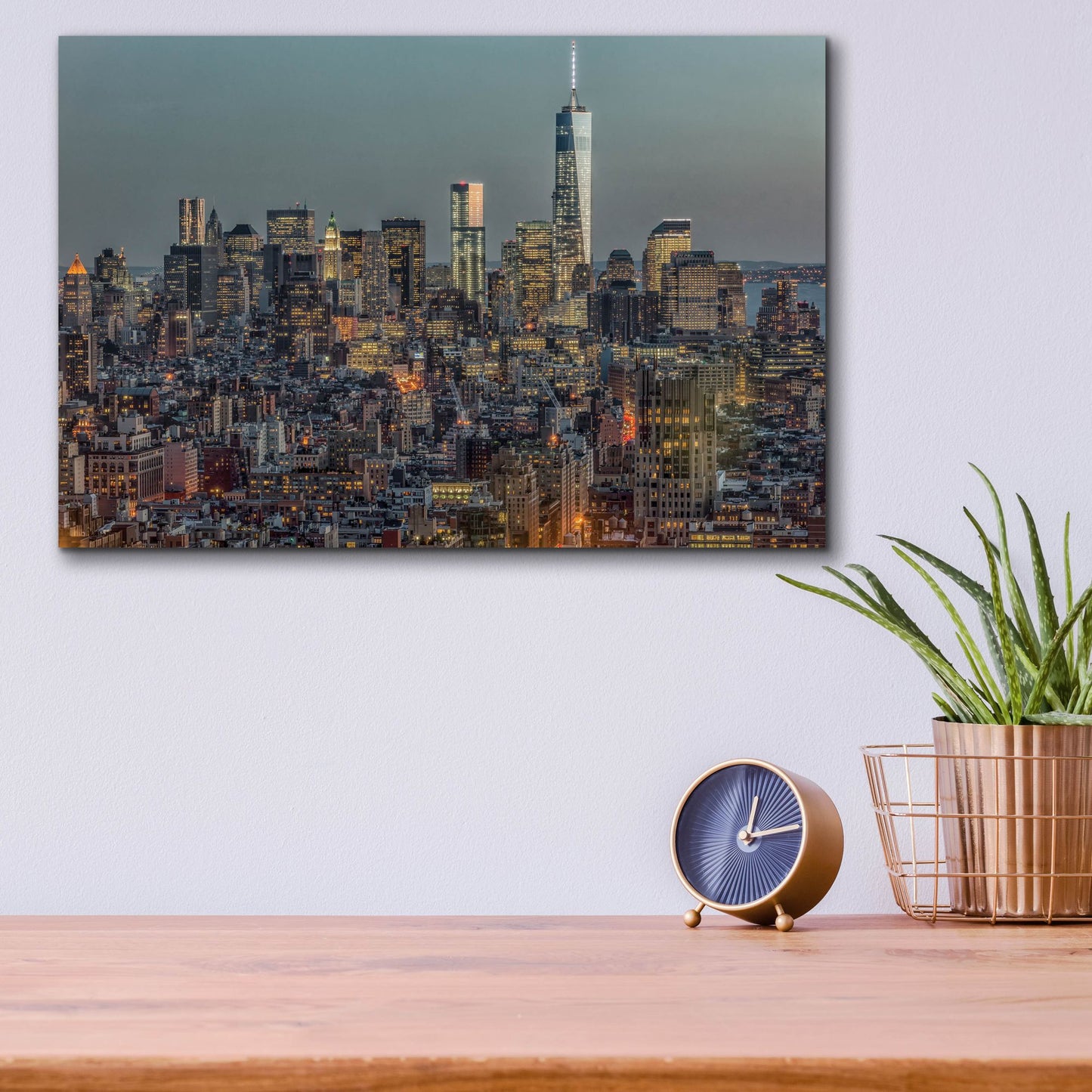 Epic Art ' Downtown Skyline 12' by Richard Silver, Acrylic Glass Wall Art,16x12