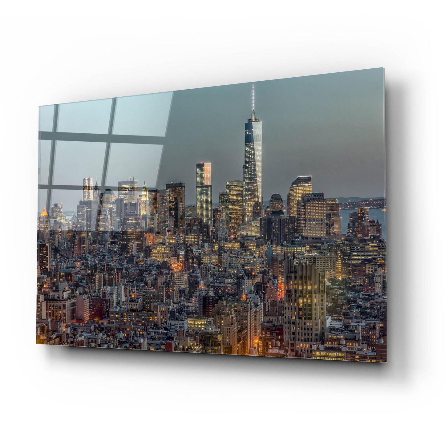 Epic Art ' Downtown Skyline 12' by Richard Silver, Acrylic Glass Wall Art,24x16