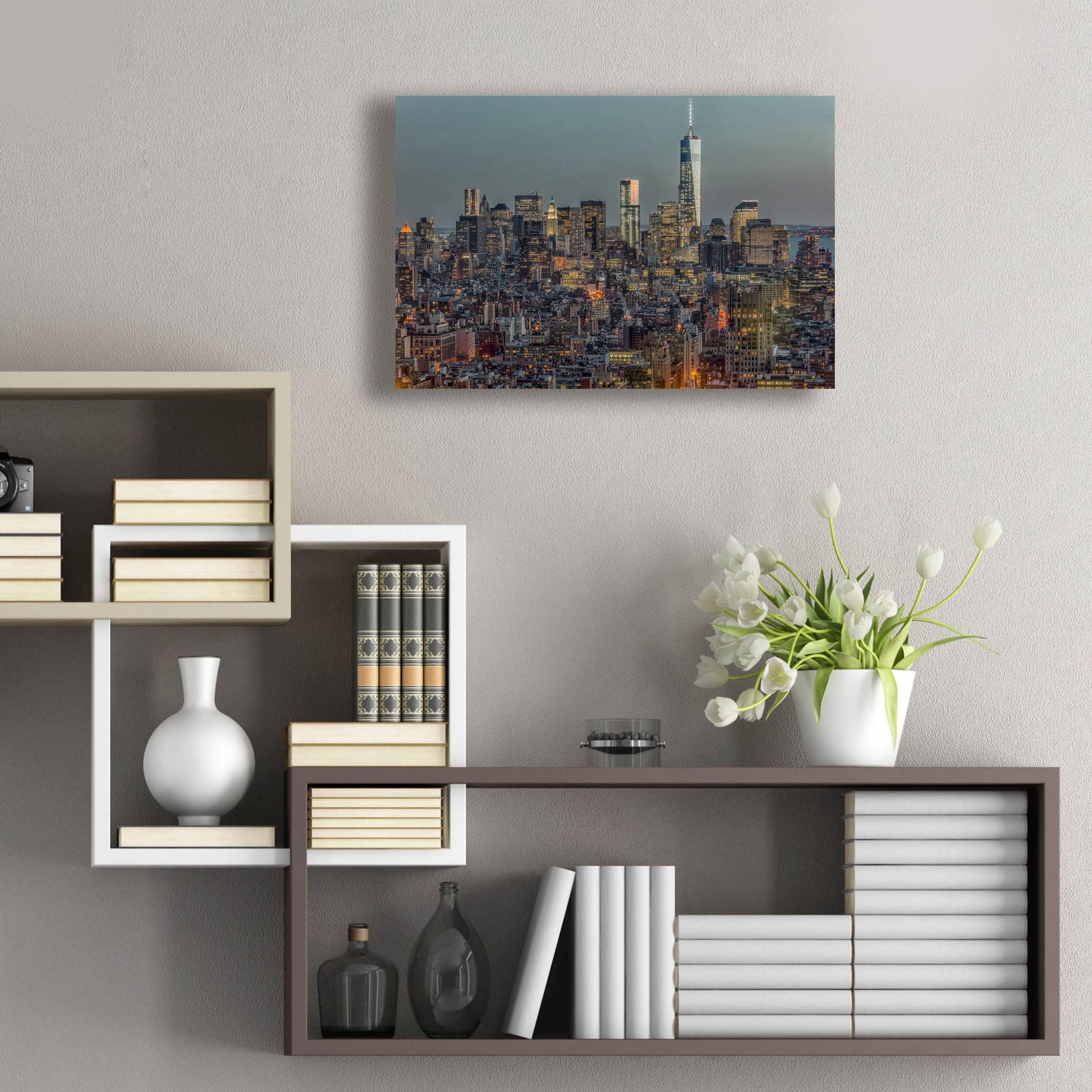 Epic Art ' Downtown Skyline 12' by Richard Silver, Acrylic Glass Wall Art,24x16