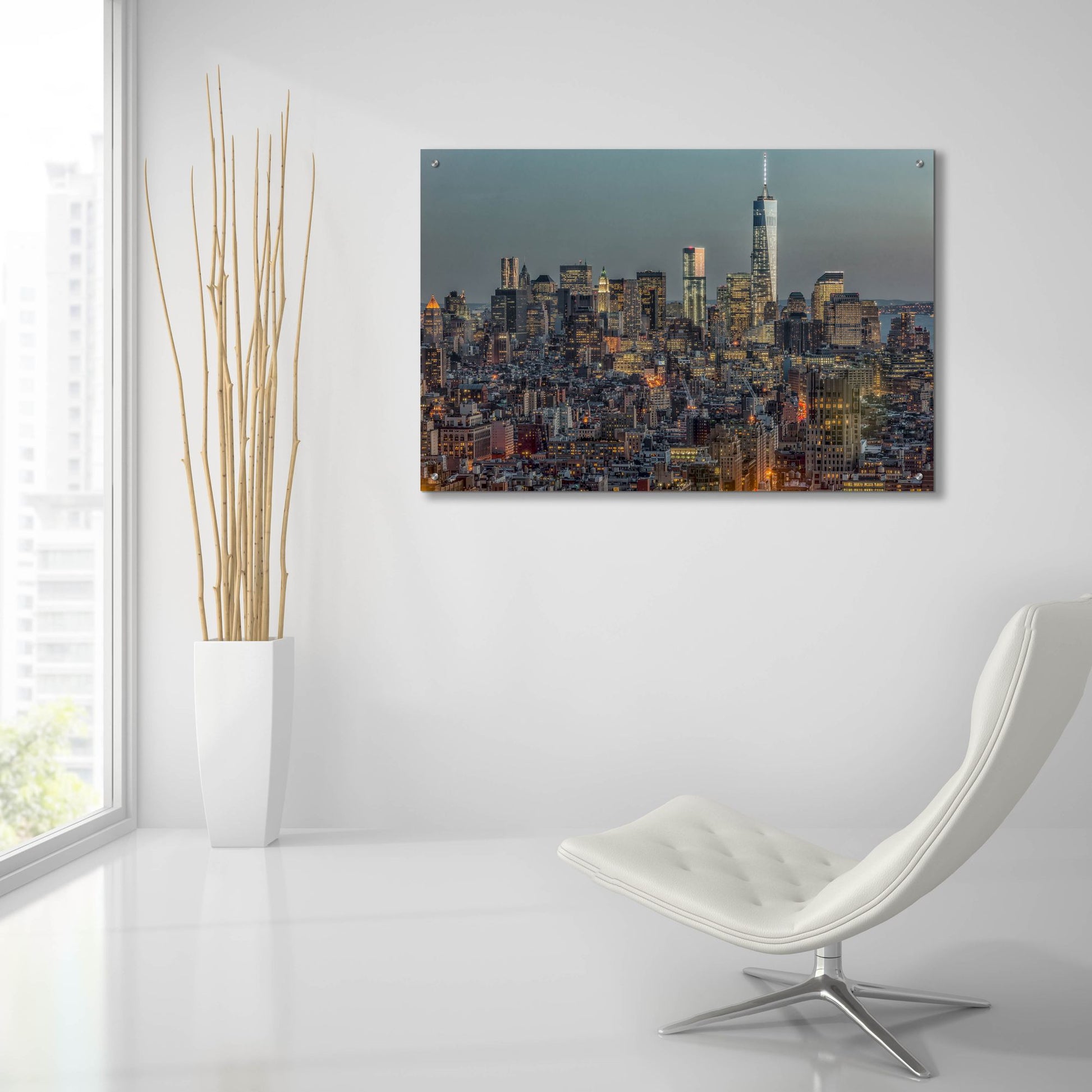 Epic Art ' Downtown Skyline 12' by Richard Silver, Acrylic Glass Wall Art,36x24