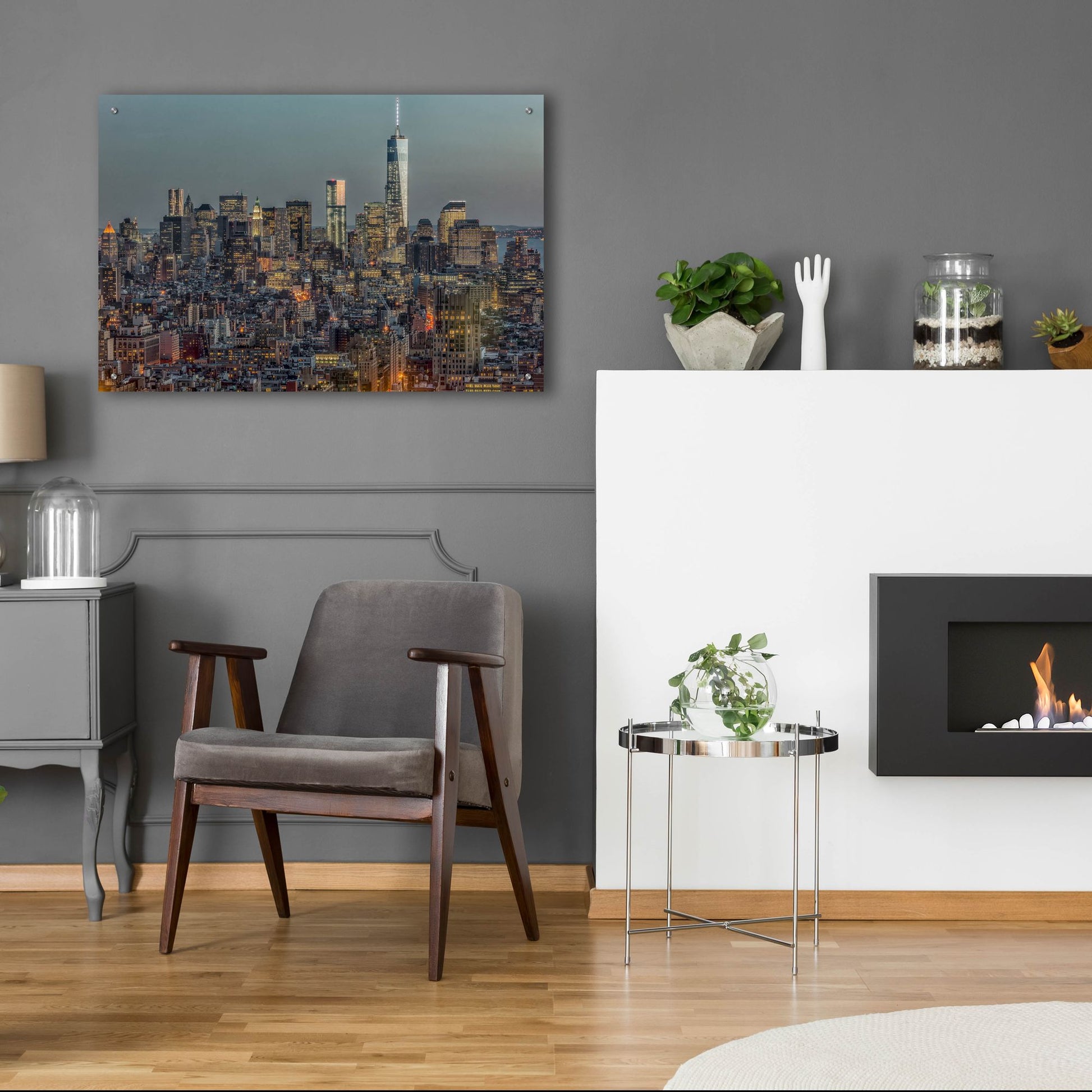 Epic Art ' Downtown Skyline 12' by Richard Silver, Acrylic Glass Wall Art,36x24