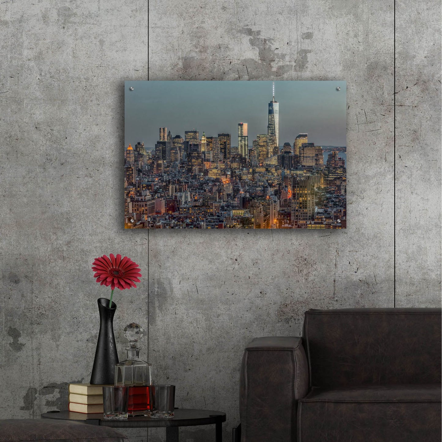 Epic Art ' Downtown Skyline 12' by Richard Silver, Acrylic Glass Wall Art,36x24