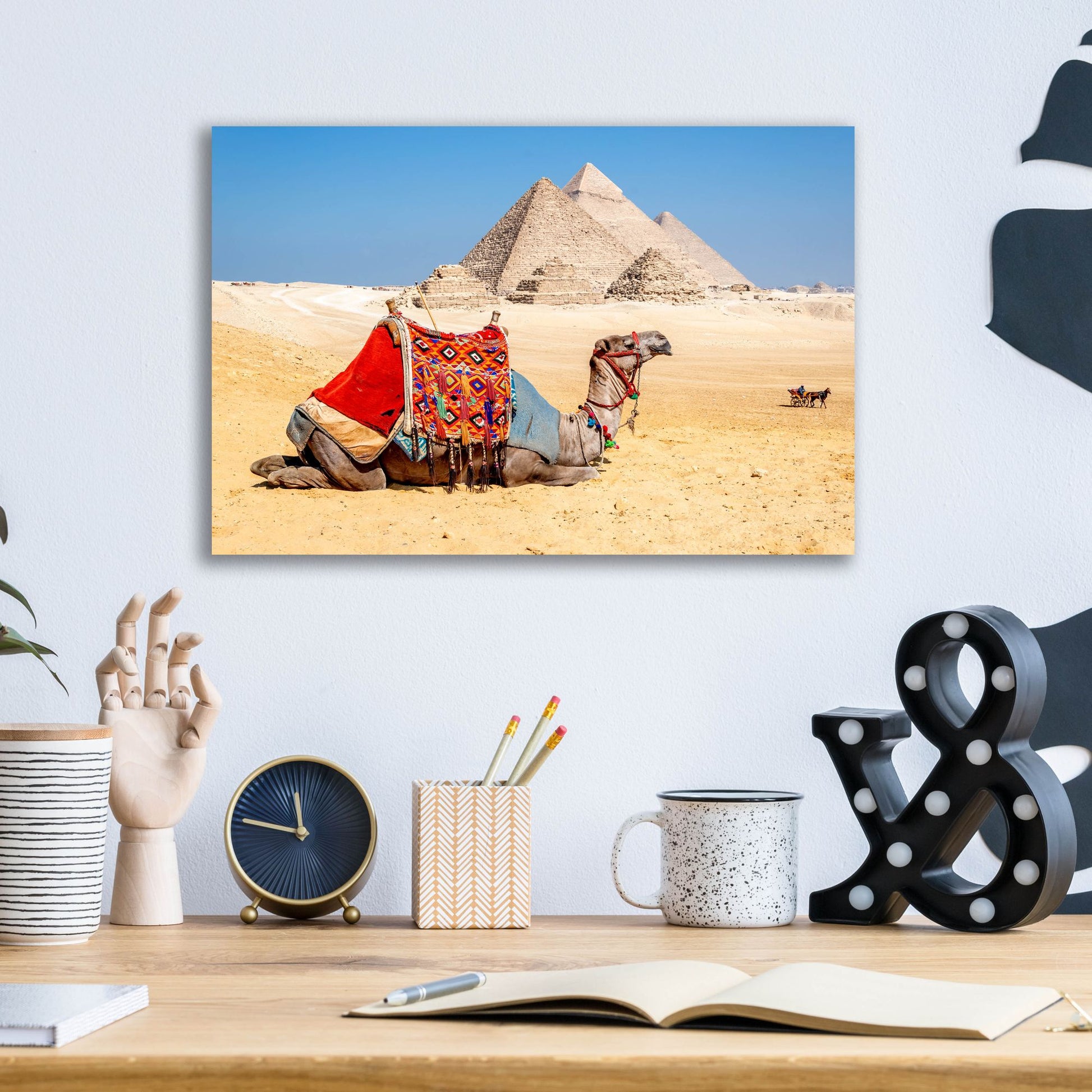 Epic Art ' Camel Resting by the Pyramids, Giza, Egypt' by Richard Silver, Acrylic Glass Wall Art,16x12