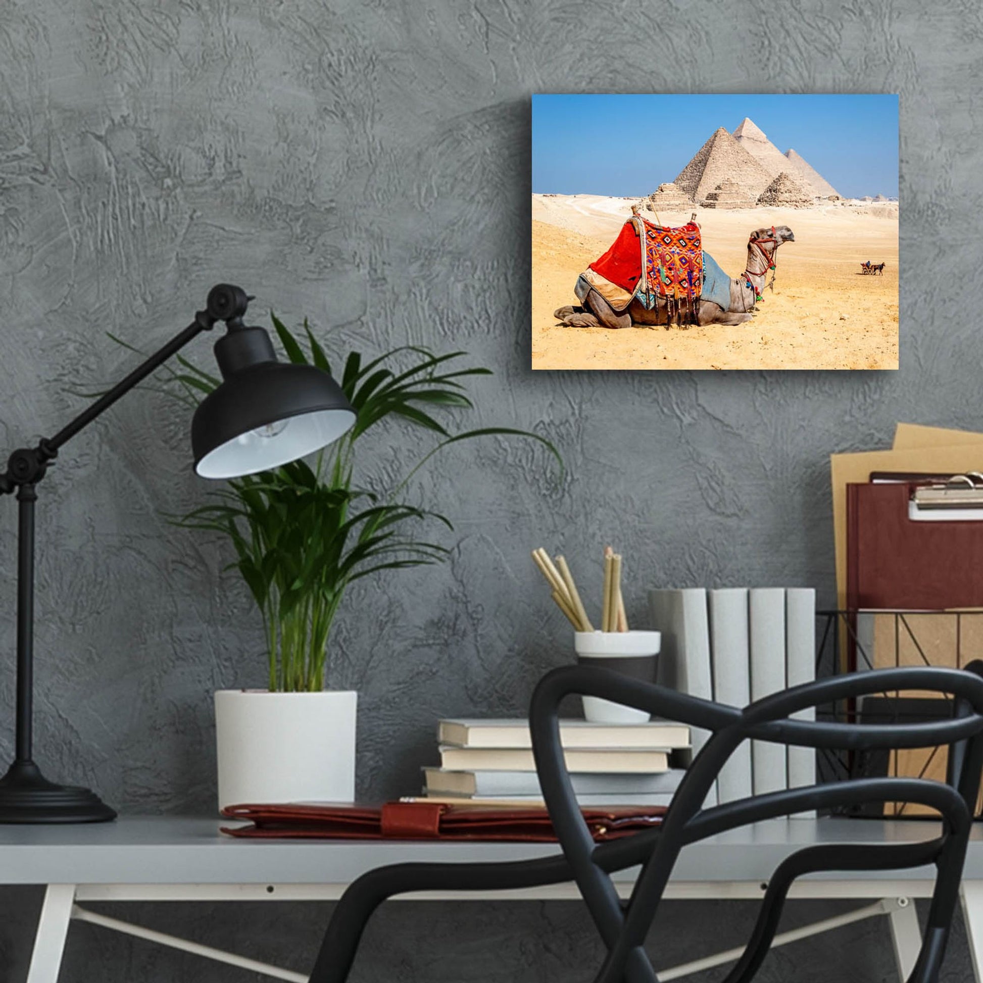 Epic Art ' Camel Resting by the Pyramids, Giza, Egypt' by Richard Silver, Acrylic Glass Wall Art,16x12