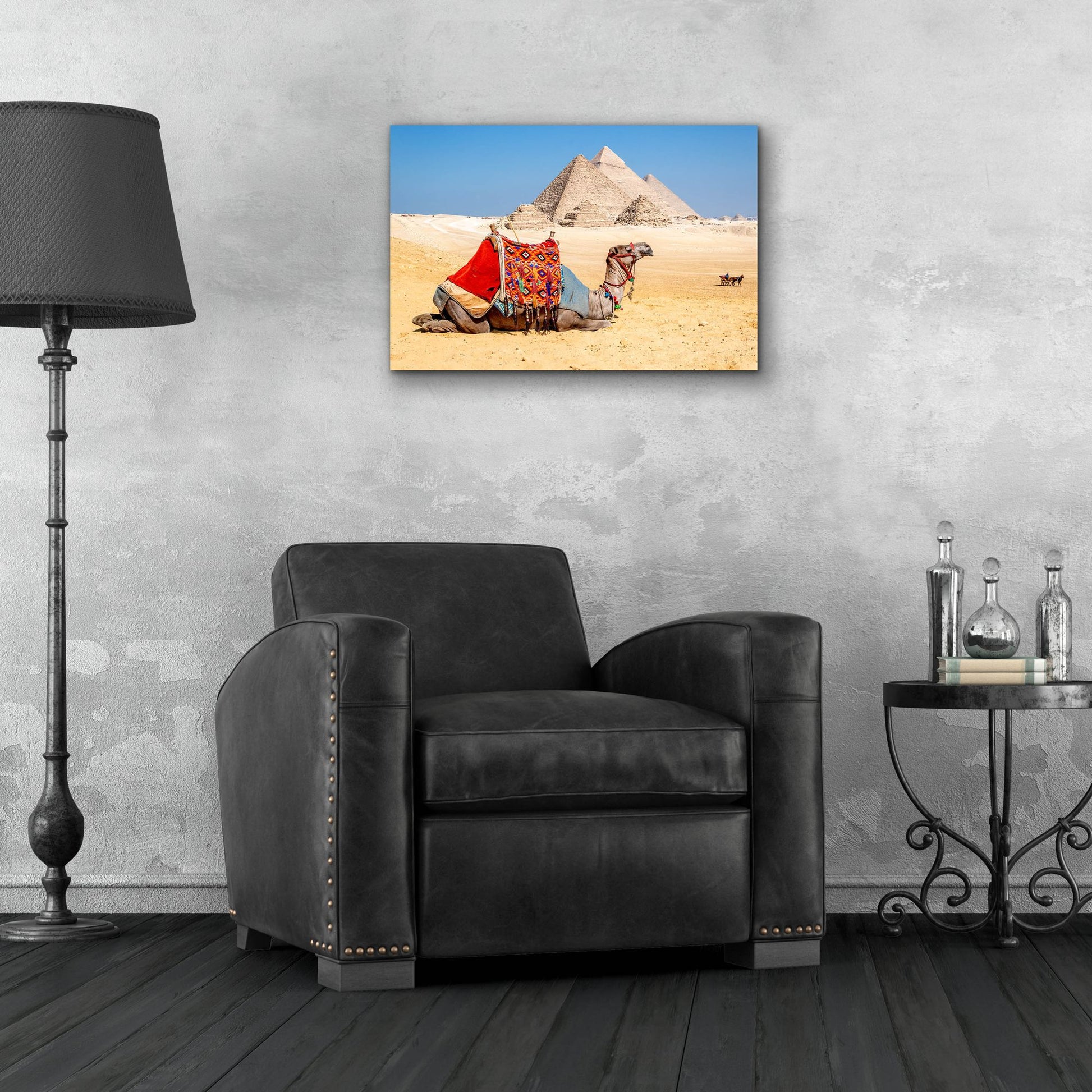 Epic Art ' Camel Resting by the Pyramids, Giza, Egypt' by Richard Silver, Acrylic Glass Wall Art,24x16