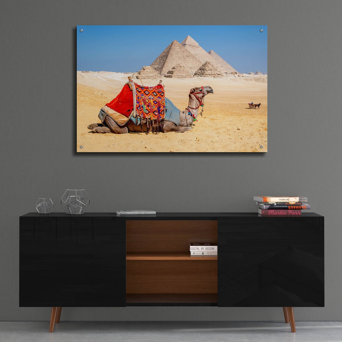 Epic Art ' Camel Resting by the Pyramids, Giza, Egypt' by Richard Silver, Acrylic Glass Wall Art,36x24