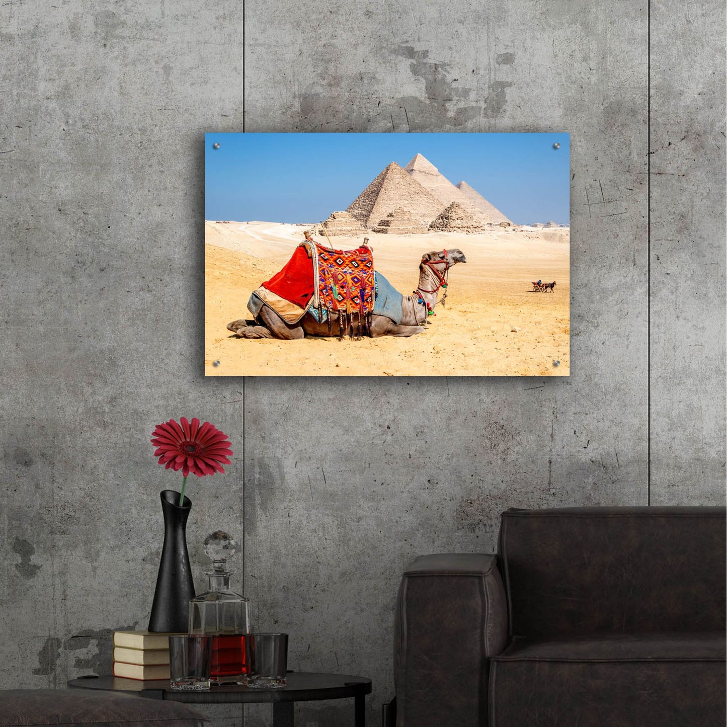 Epic Art ' Camel Resting by the Pyramids, Giza, Egypt' by Richard Silver, Acrylic Glass Wall Art,36x24