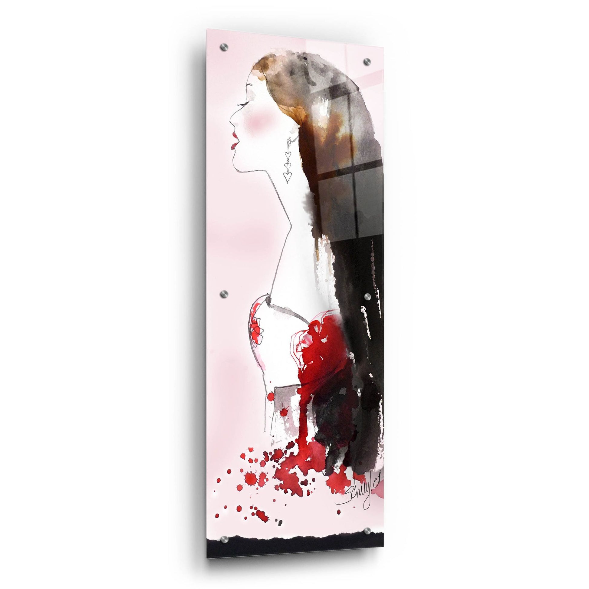 Epic Art ' Heart Girl' by Schuyler Rideout, Acrylic Glass Wall Art,12x36