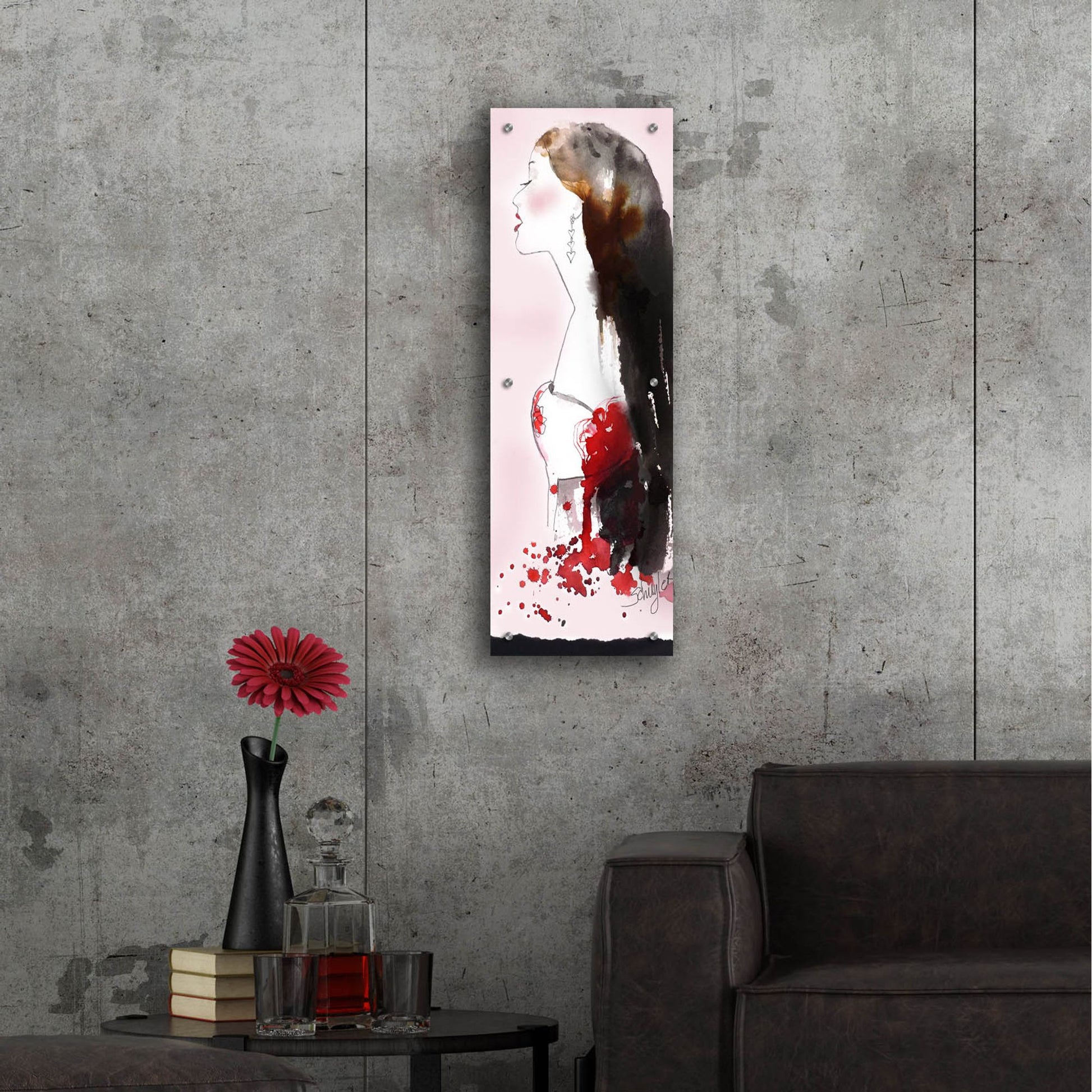 Epic Art ' Heart Girl' by Schuyler Rideout, Acrylic Glass Wall Art,12x36