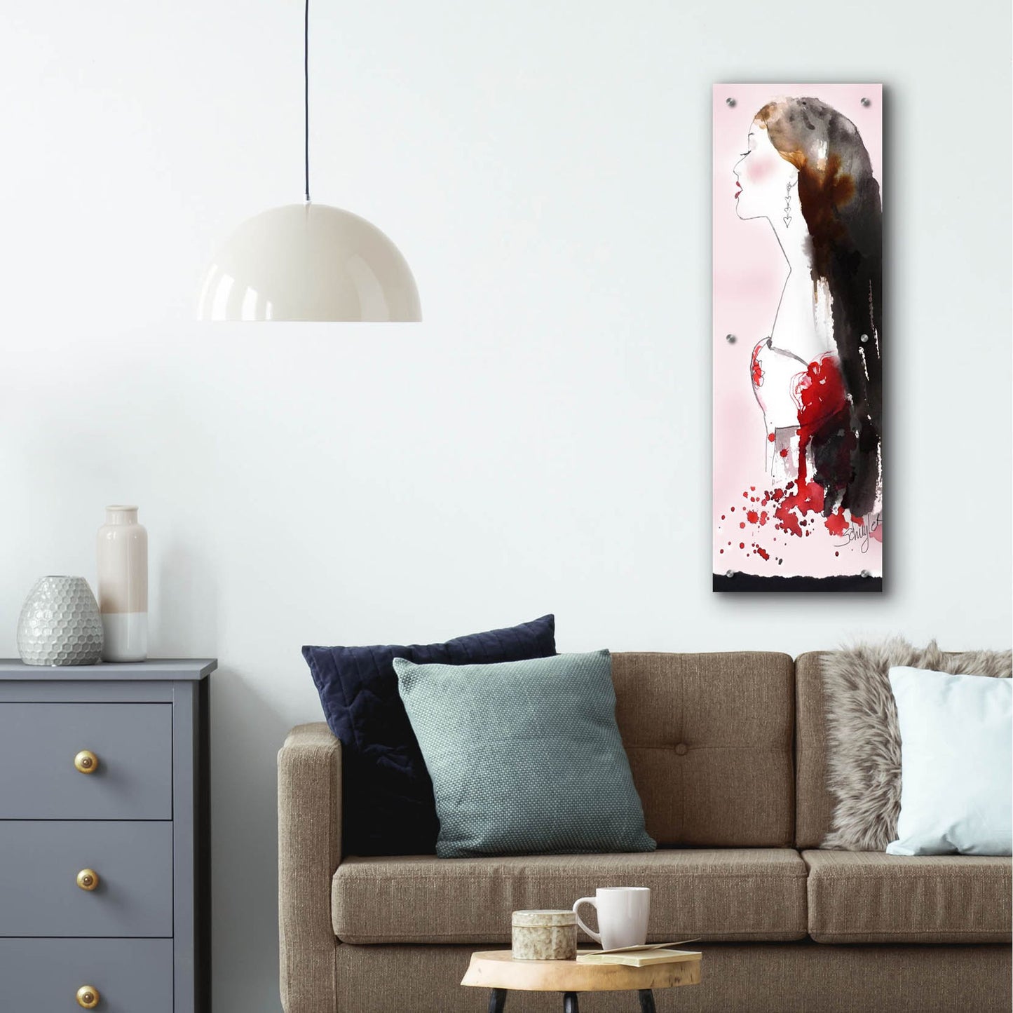 Epic Art ' Heart Girl' by Schuyler Rideout, Acrylic Glass Wall Art,12x36